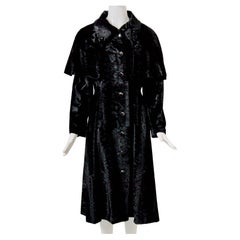 Vintage 1970s Faux Astrakhan Midi Coat with Cape