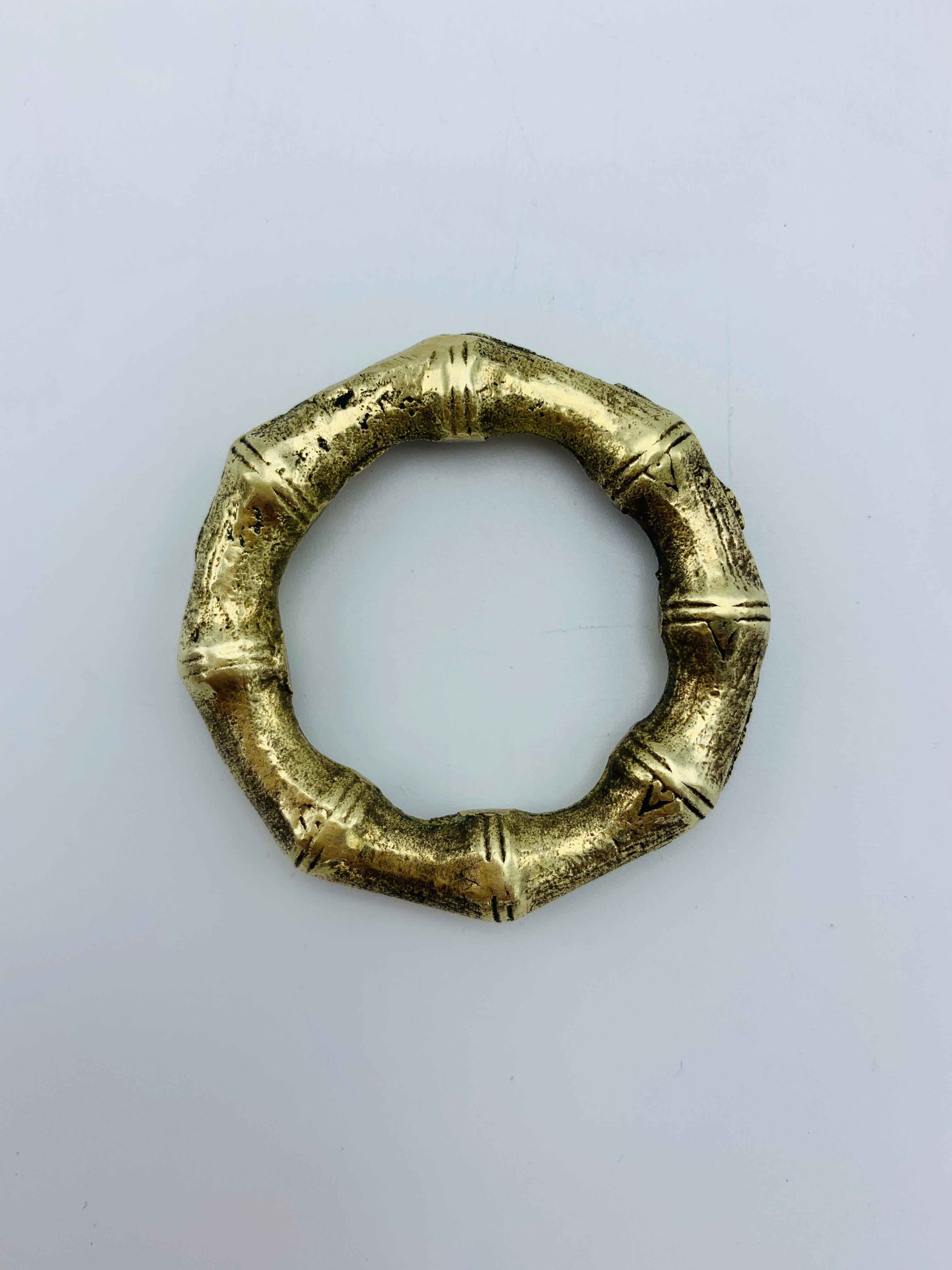 1970s Faux Bamboo Brass Napkin Rings, Set of 12 2
