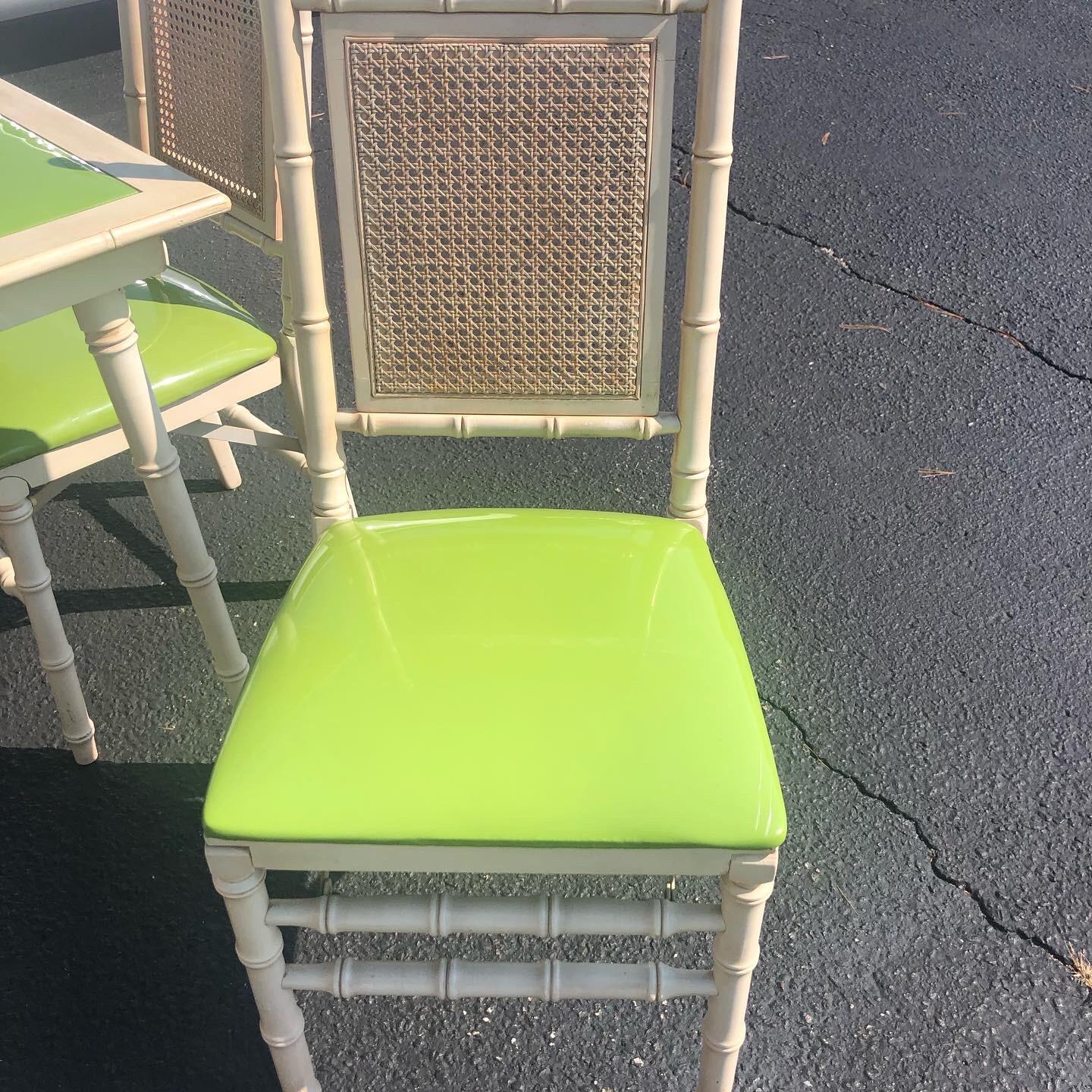 1970s Faux Bamboo Game Table with Four Chairs 6