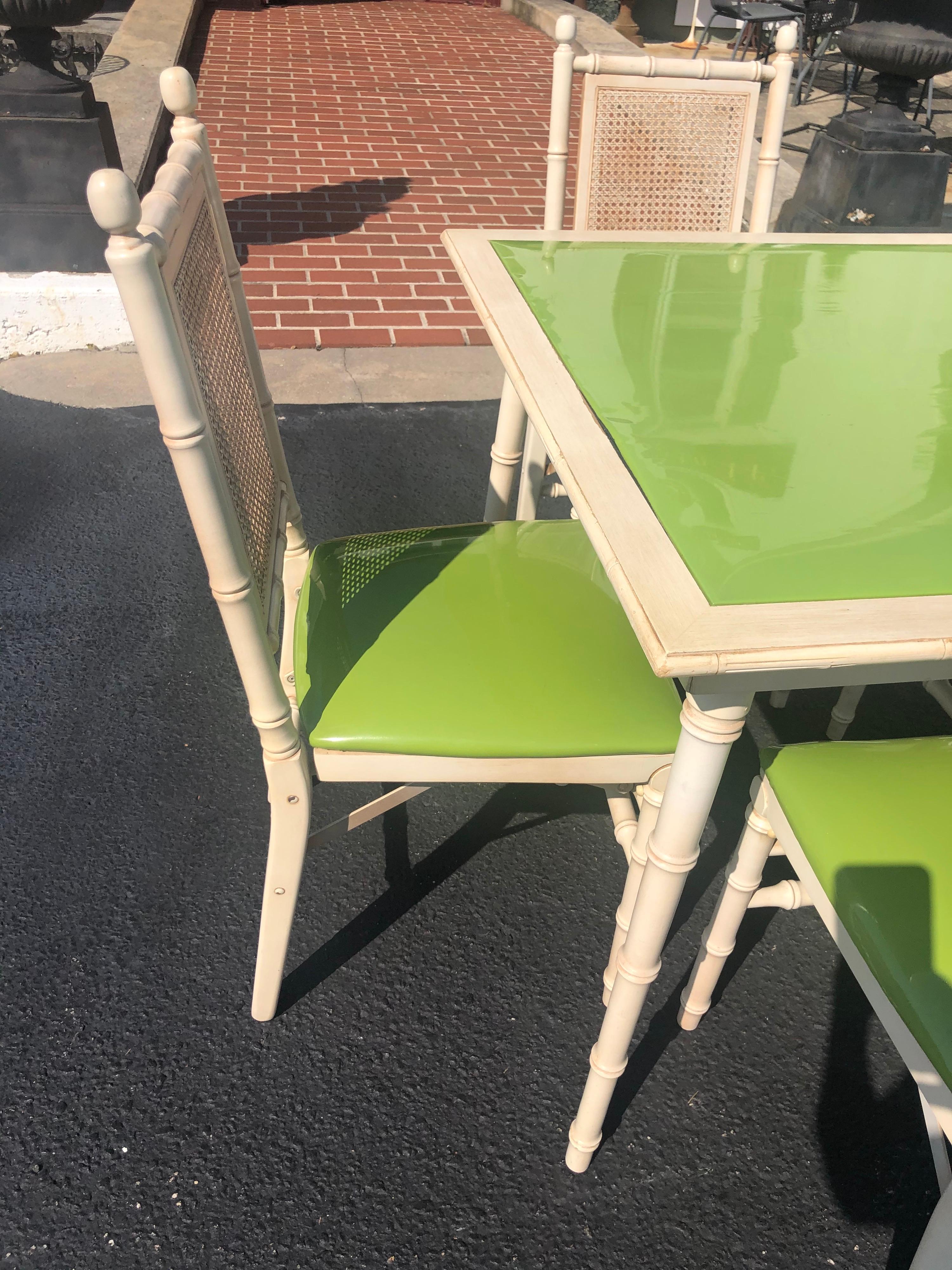 1970s Faux Bamboo Game Table with Four Chairs 8