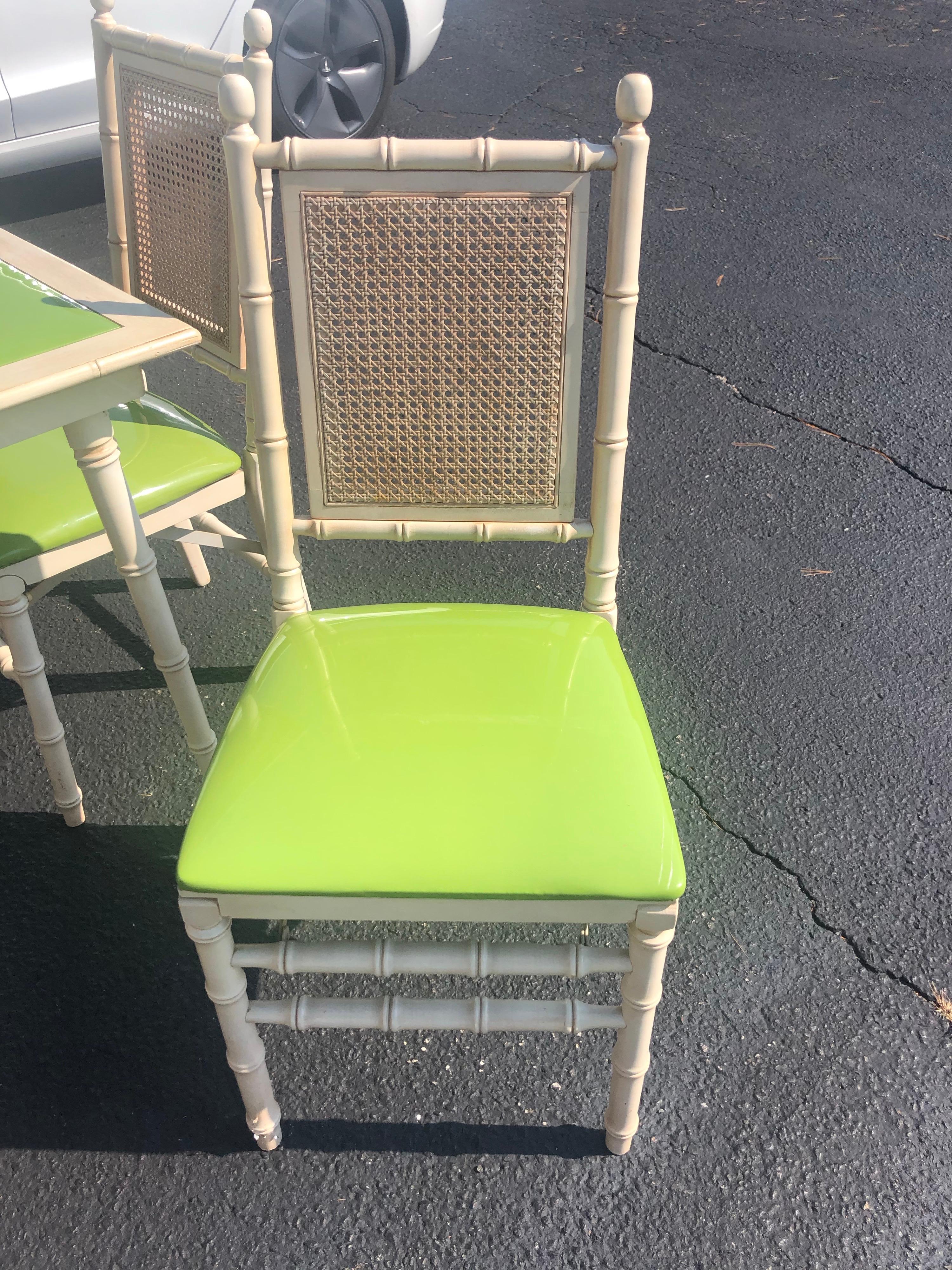 1970s Faux Bamboo Game Table with Four Chairs 11