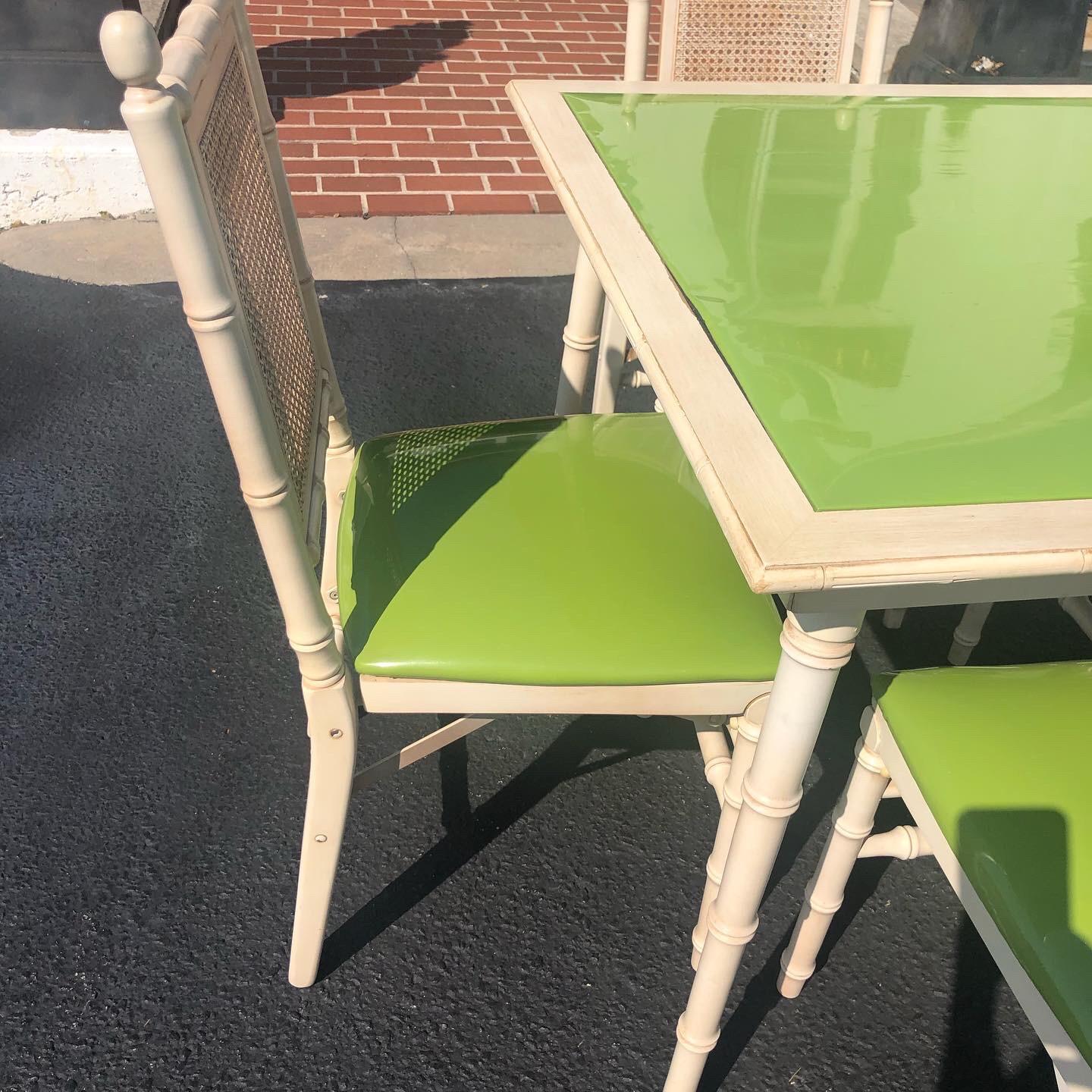1970s Faux Bamboo Game Table with Four Chairs 3