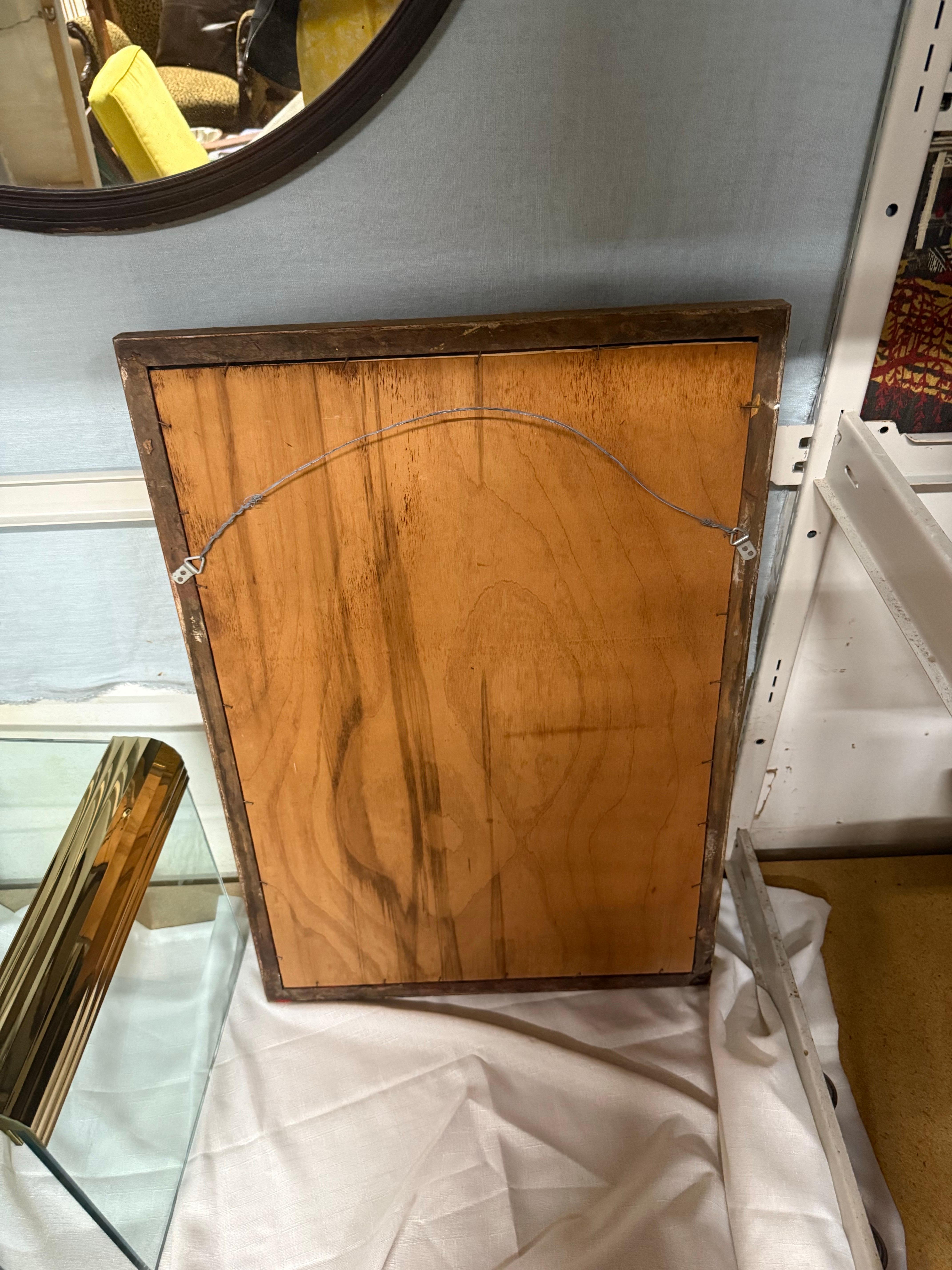 Specchio in legno di bambù finto del 1970 con accenti di chiave greca in vendita 5