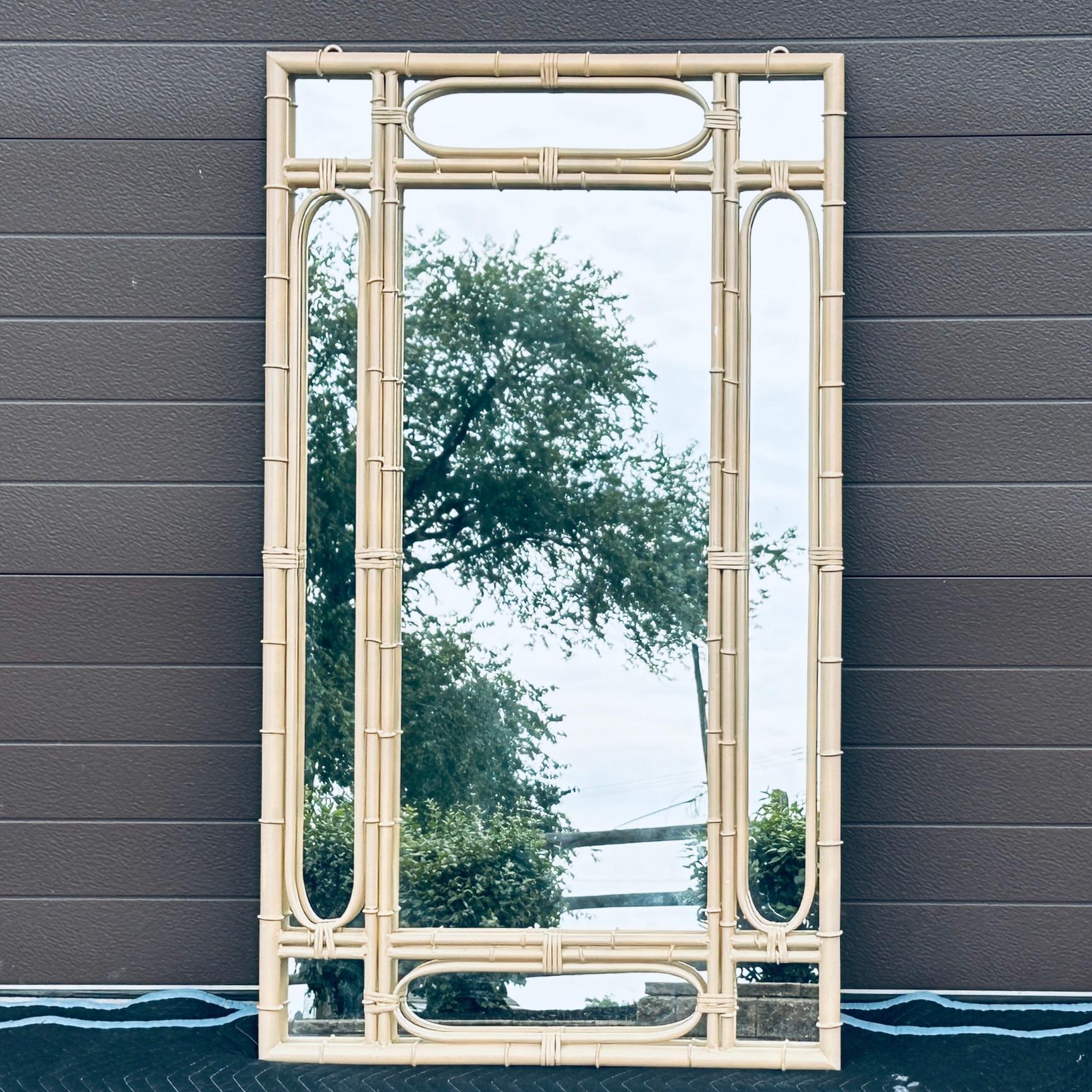 1970’s Faux Bamboo Metal Wall Mirror For Sale 6