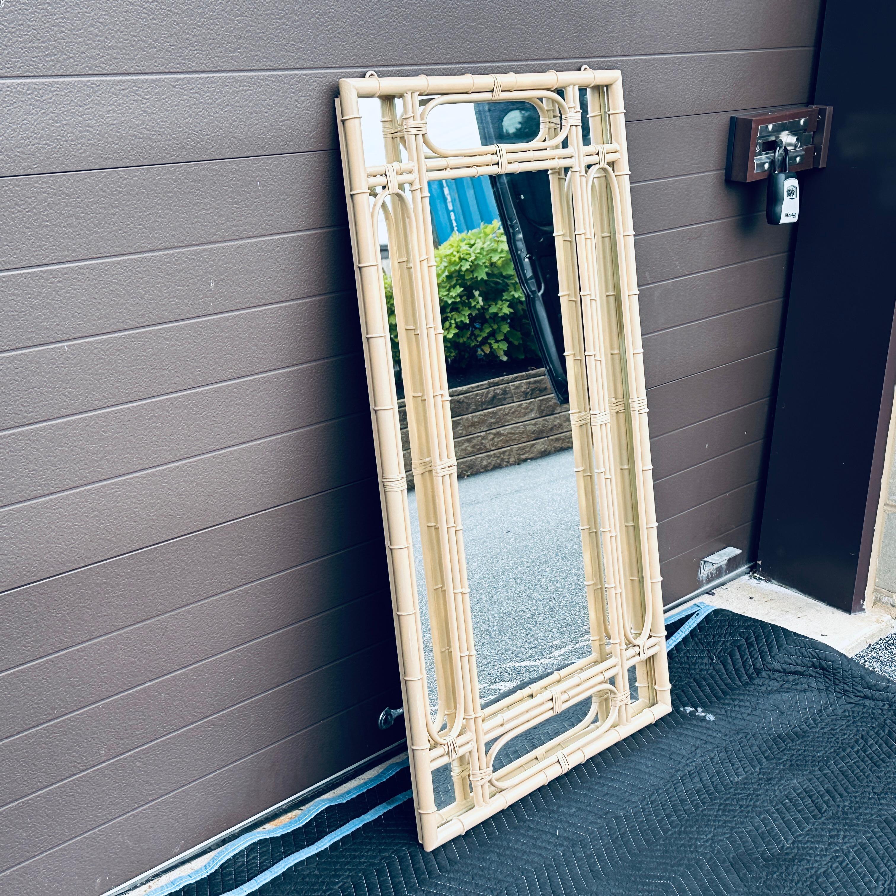 1970’s Faux Bamboo Metal Wall Mirror For Sale 1