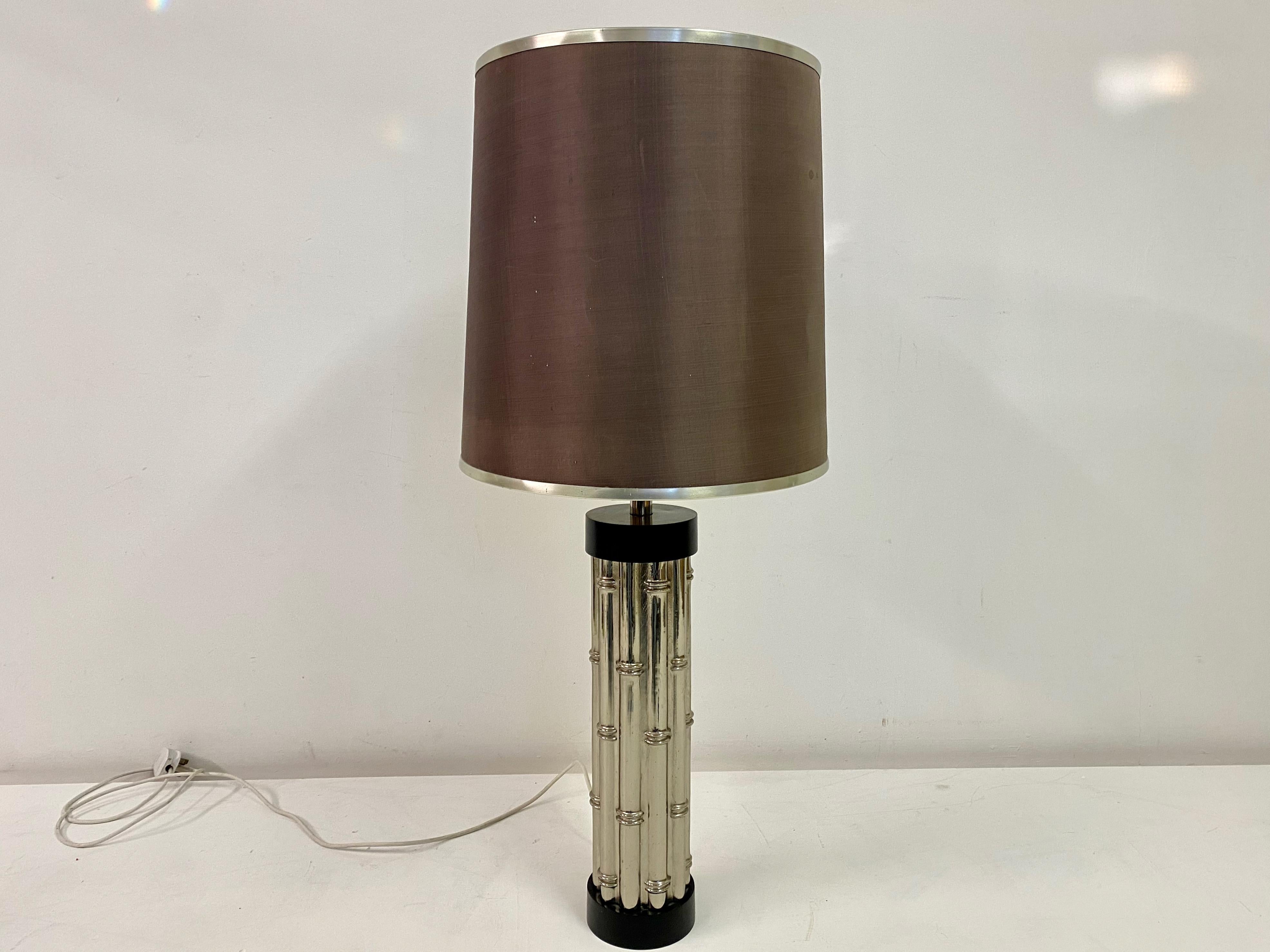 Aluminum 1970S Faux Bamboo Table Lamp For Sale