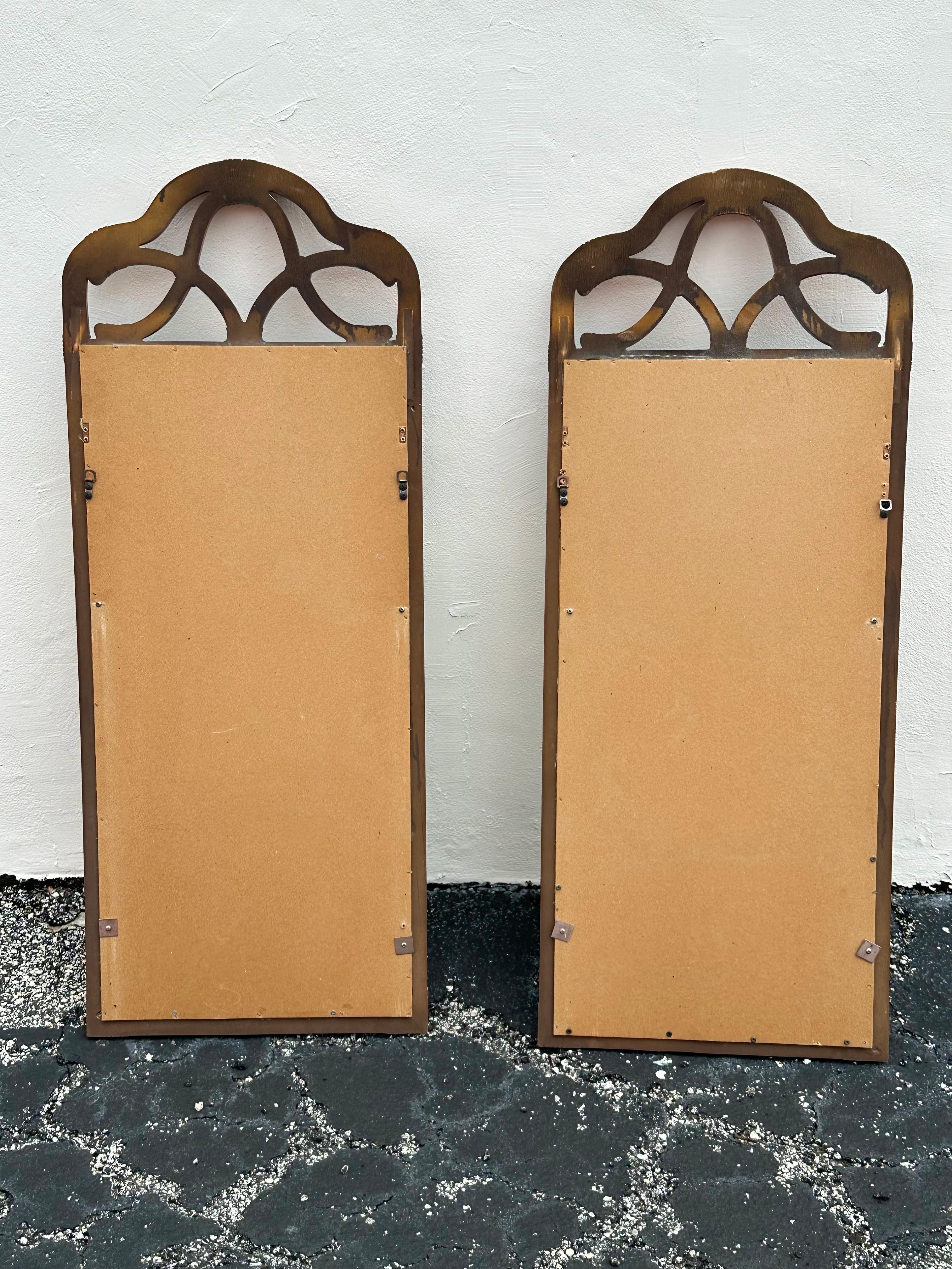 Fine XX secolo Specchio ad arco in finto legno di bambù degli anni '70, set di 2 in vendita