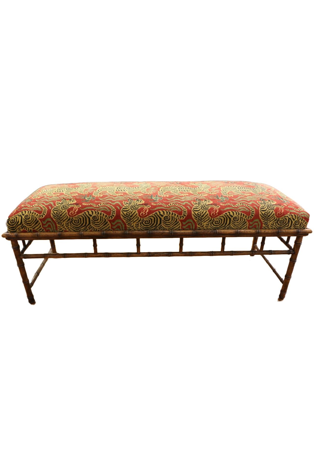 Late 20th Century 1970s Faux Bamboo Wood Bench