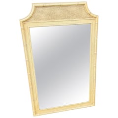 1970s Faux Bamboo Yellow Pagoda Style Mirror
