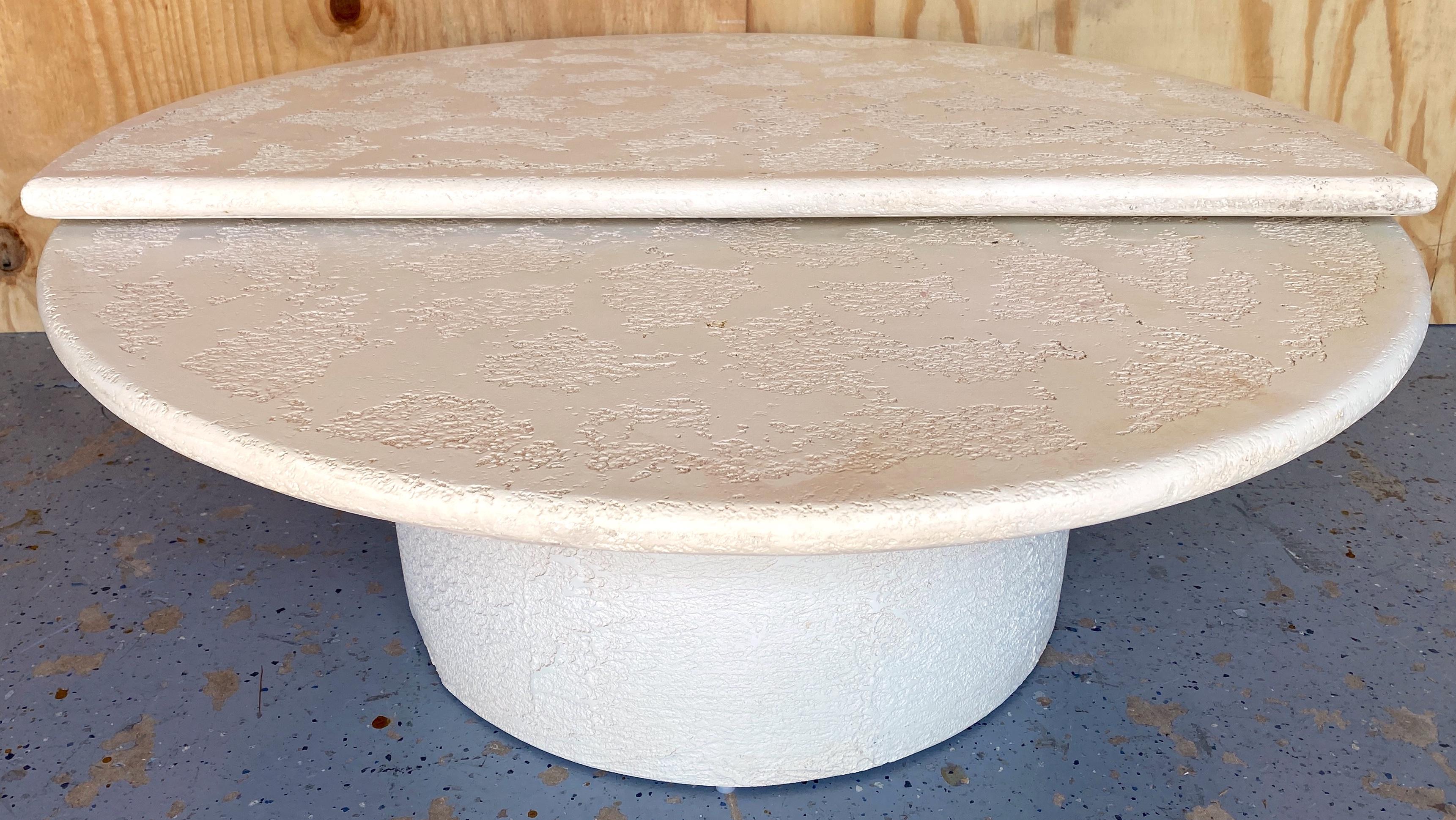 1970s Faux Coquina Stone Two-Tier Kinetic Sphere Coffee Table  For Sale 4