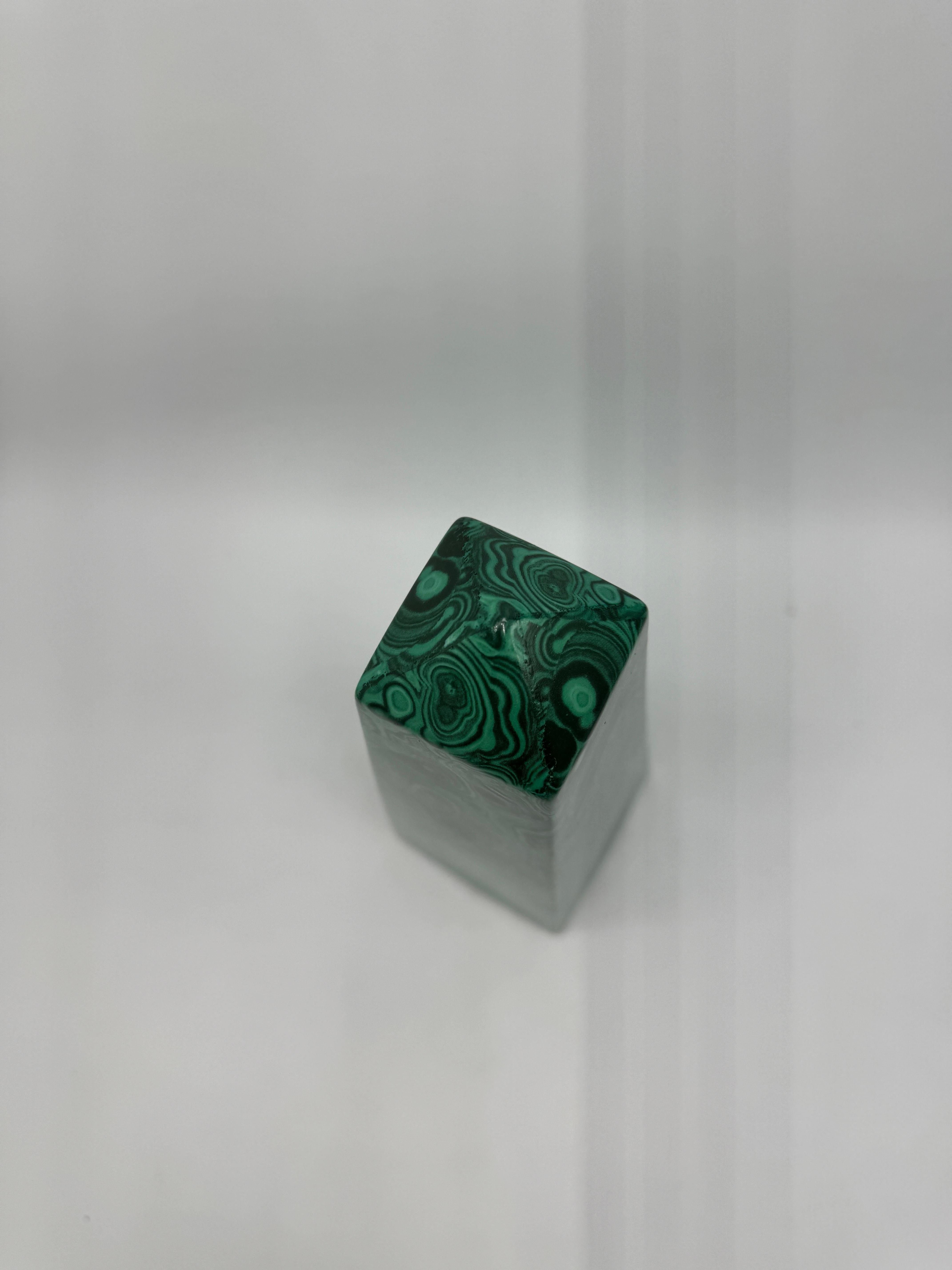 Hand-Crafted 1970s Faux Malachite Porcelain Obelisk, Small