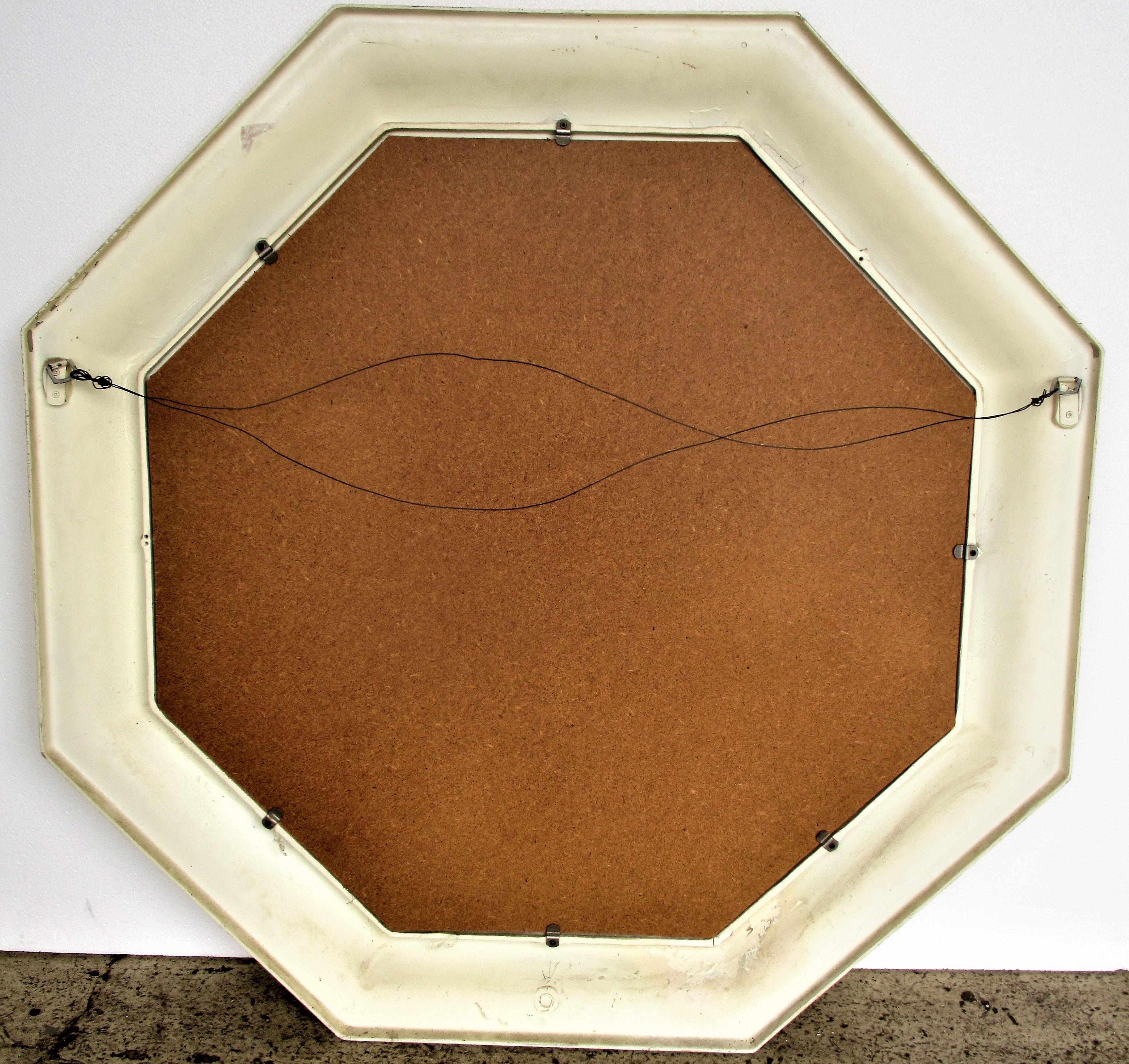 1970s Faux Parchment Lacquered Resin Octagon Mirror 4