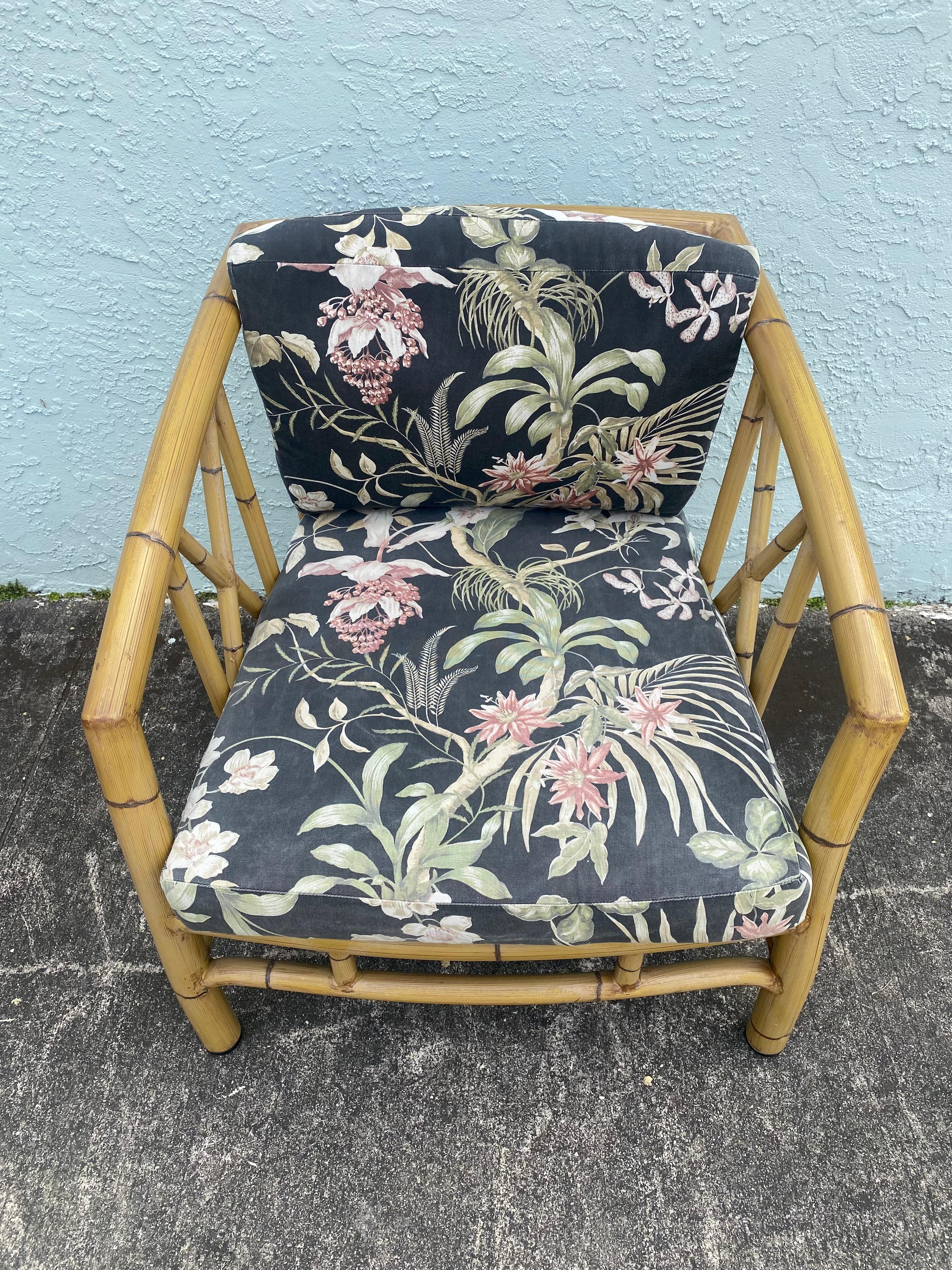 1970s Faux Rattan Chinoiserie Style Aluminum Sofa Chairs, Set 3 For Sale 1