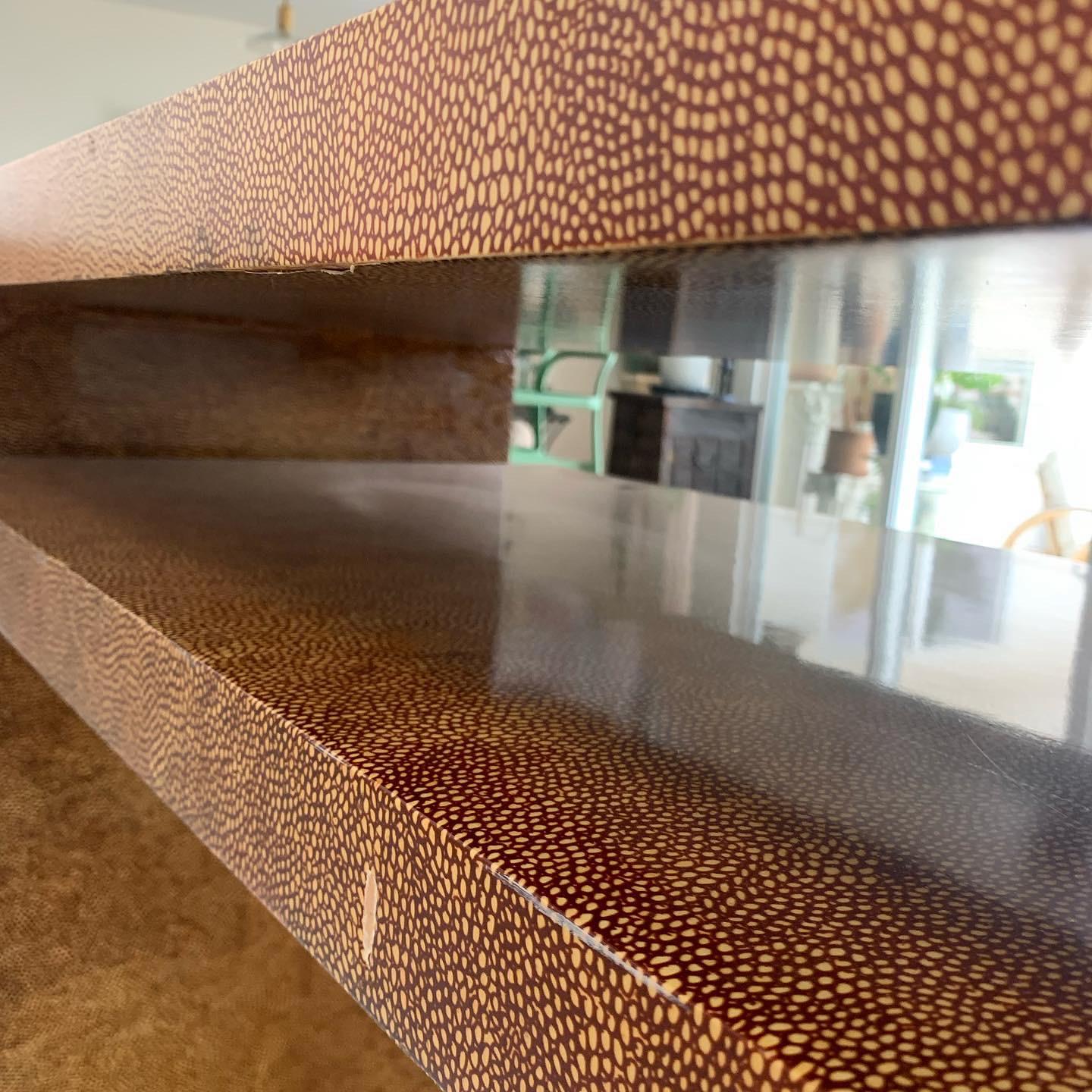 Late 20th Century 1970s Faux Shagreen Geometric Console Table