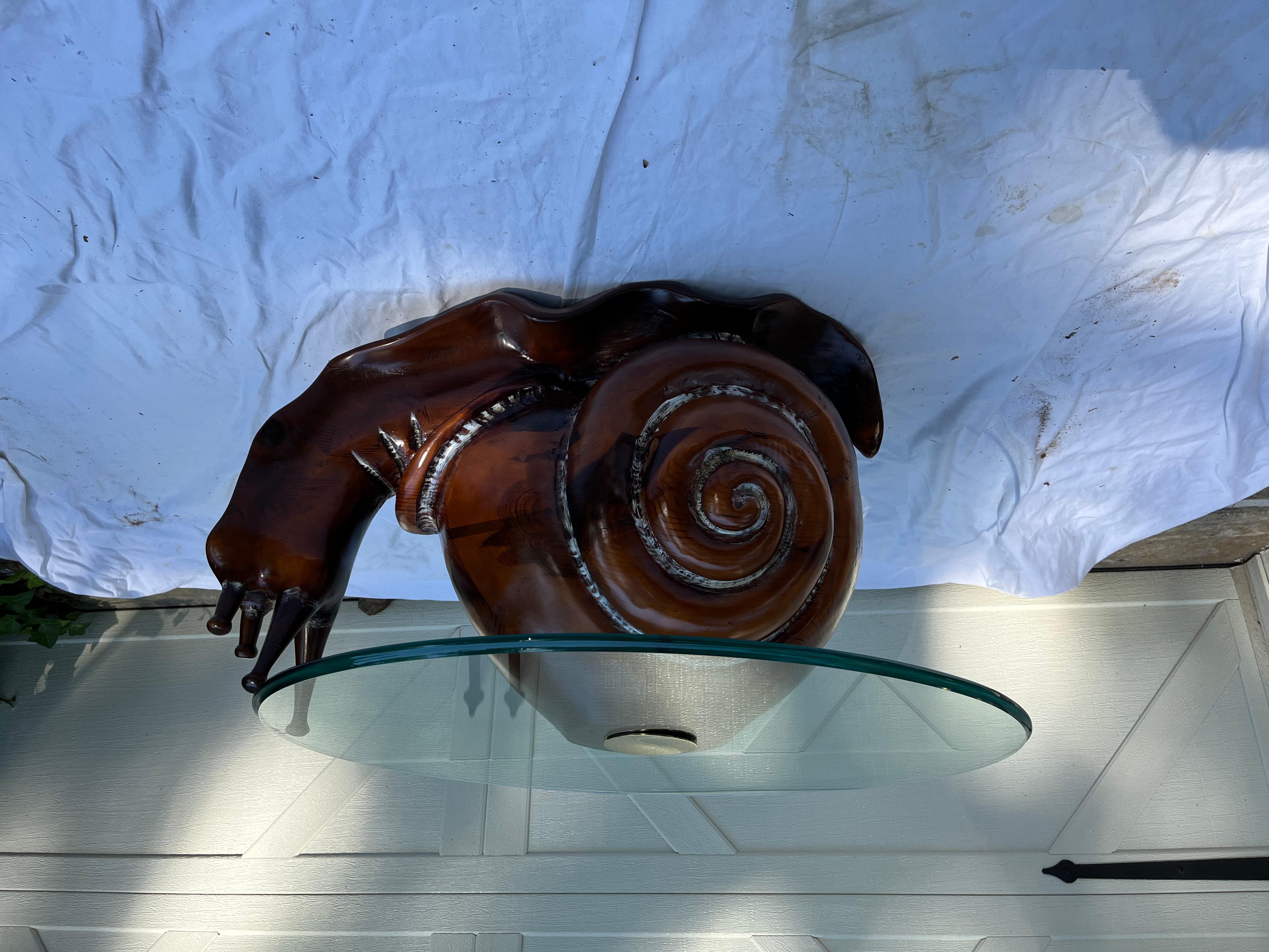 Spanish 1970s Federico Armijo Snail Table w/ Glass