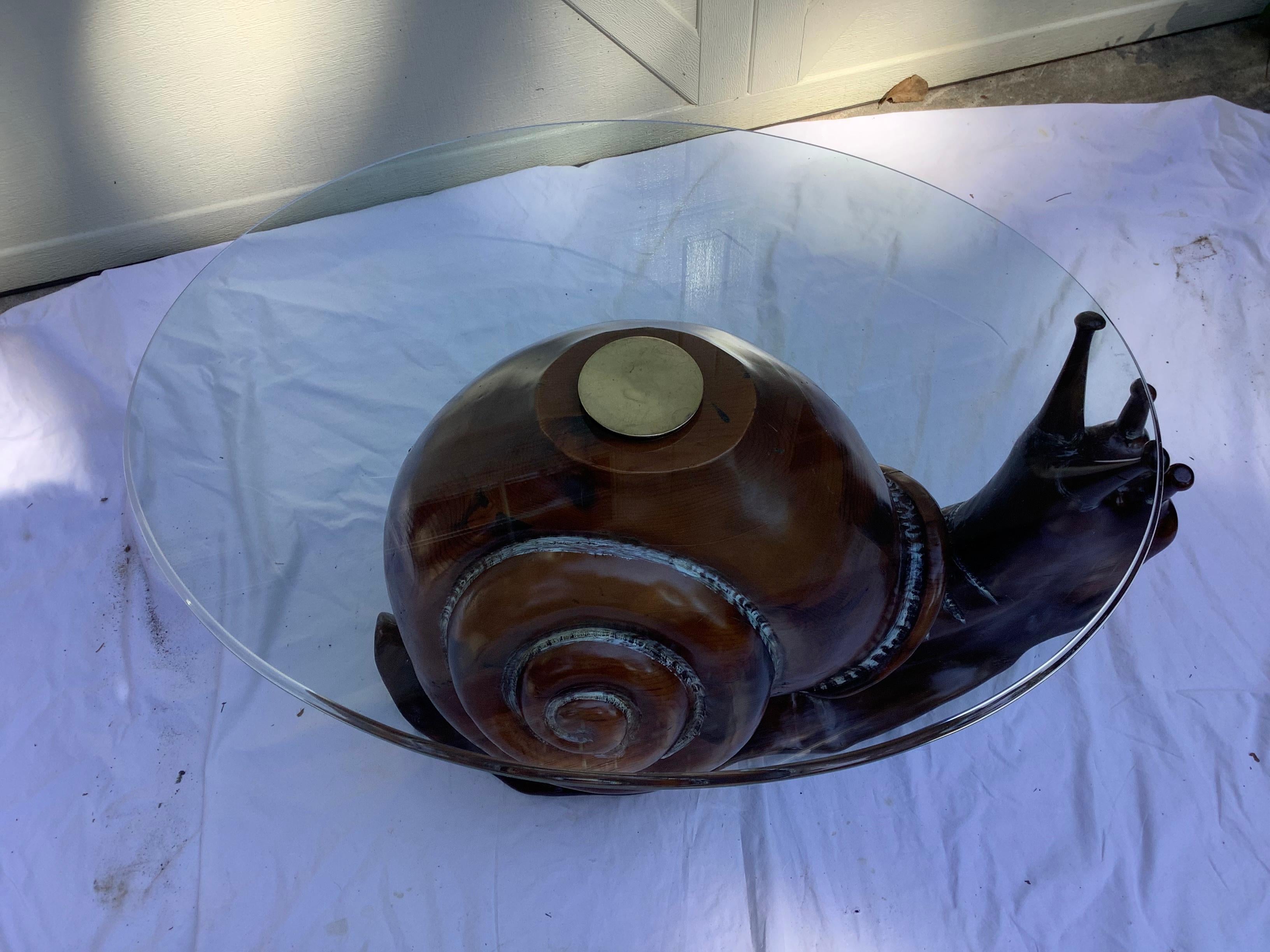 1970s Federico Armijo Snail Table w/ Glass In Good Condition In Marietta, GA
