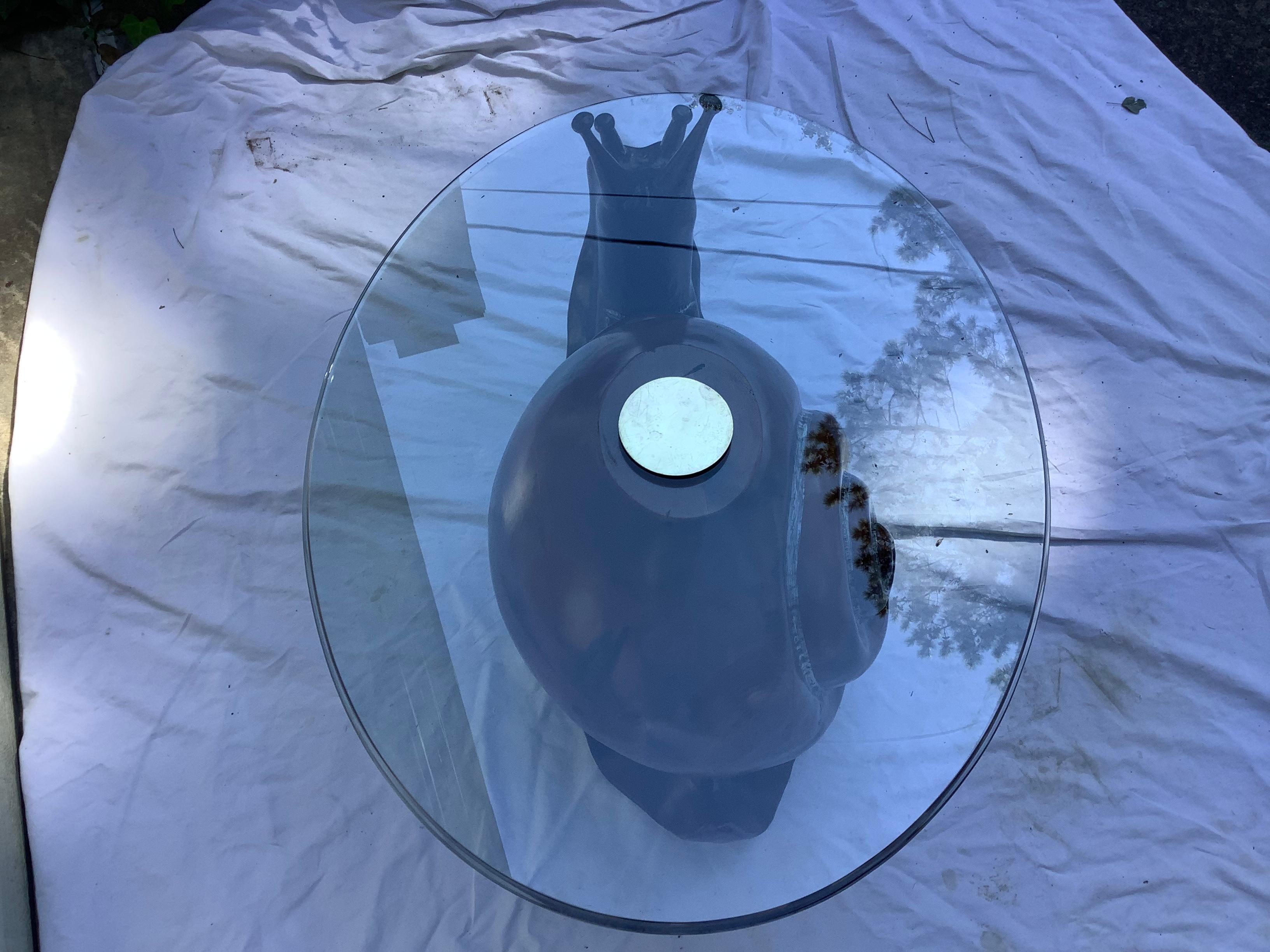 1970s Federico Armijo Snail Table w/ Glass 1