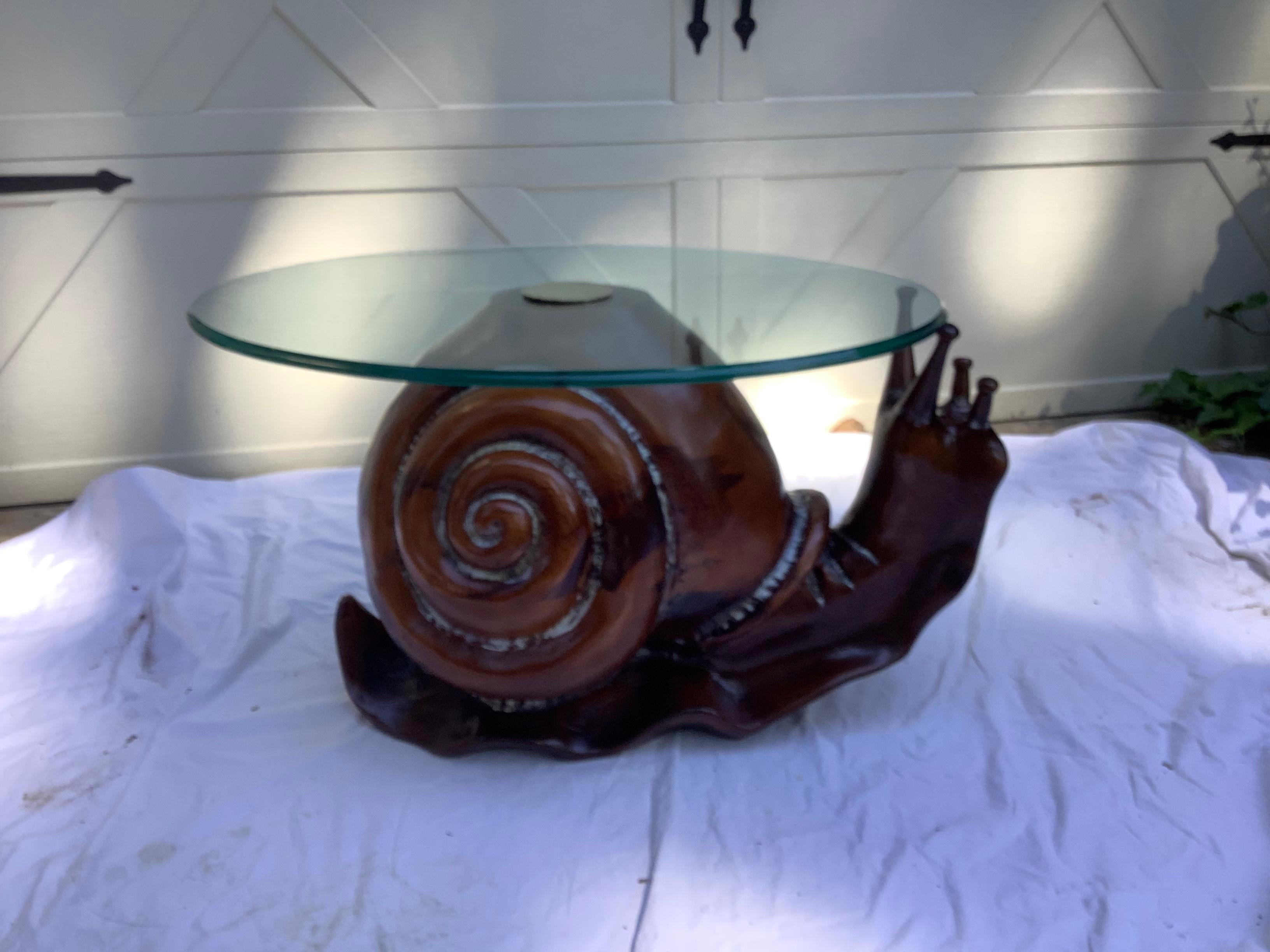 1970s Federico Armijo Snail Table w/ Glass 2