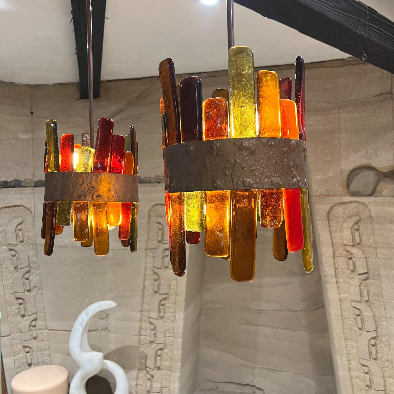 Mid-Century moderno Lampade a sospensione in vetro brutaliste di Federal Delfinger degli anni '70 in vendita