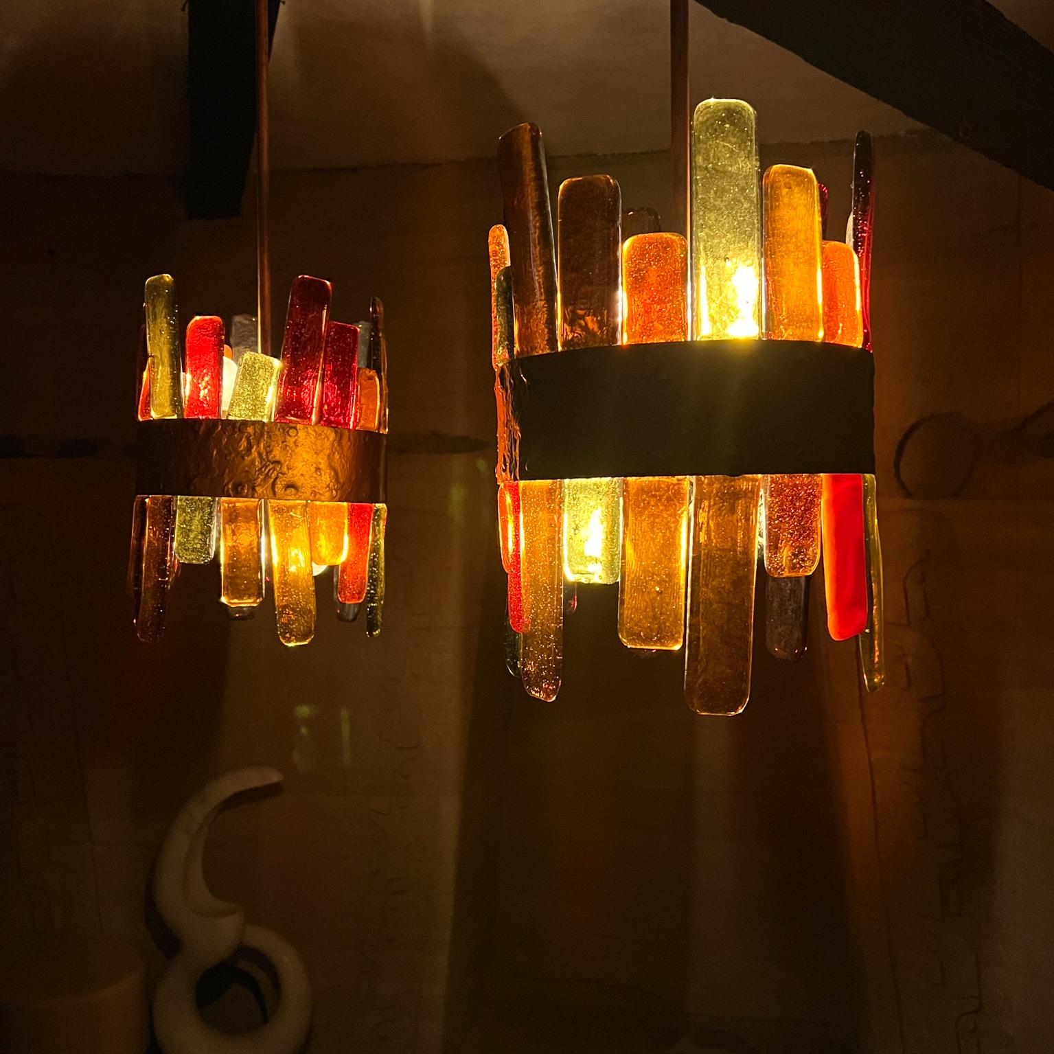 Lampade a sospensione in vetro brutaliste di Federal Delfinger degli anni '70 In condizioni buone in vendita a Chula Vista, CA