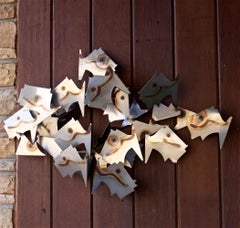 1970s Female Welder Filardi School of Fish Wall Art Steel Sculpture Mid-Century