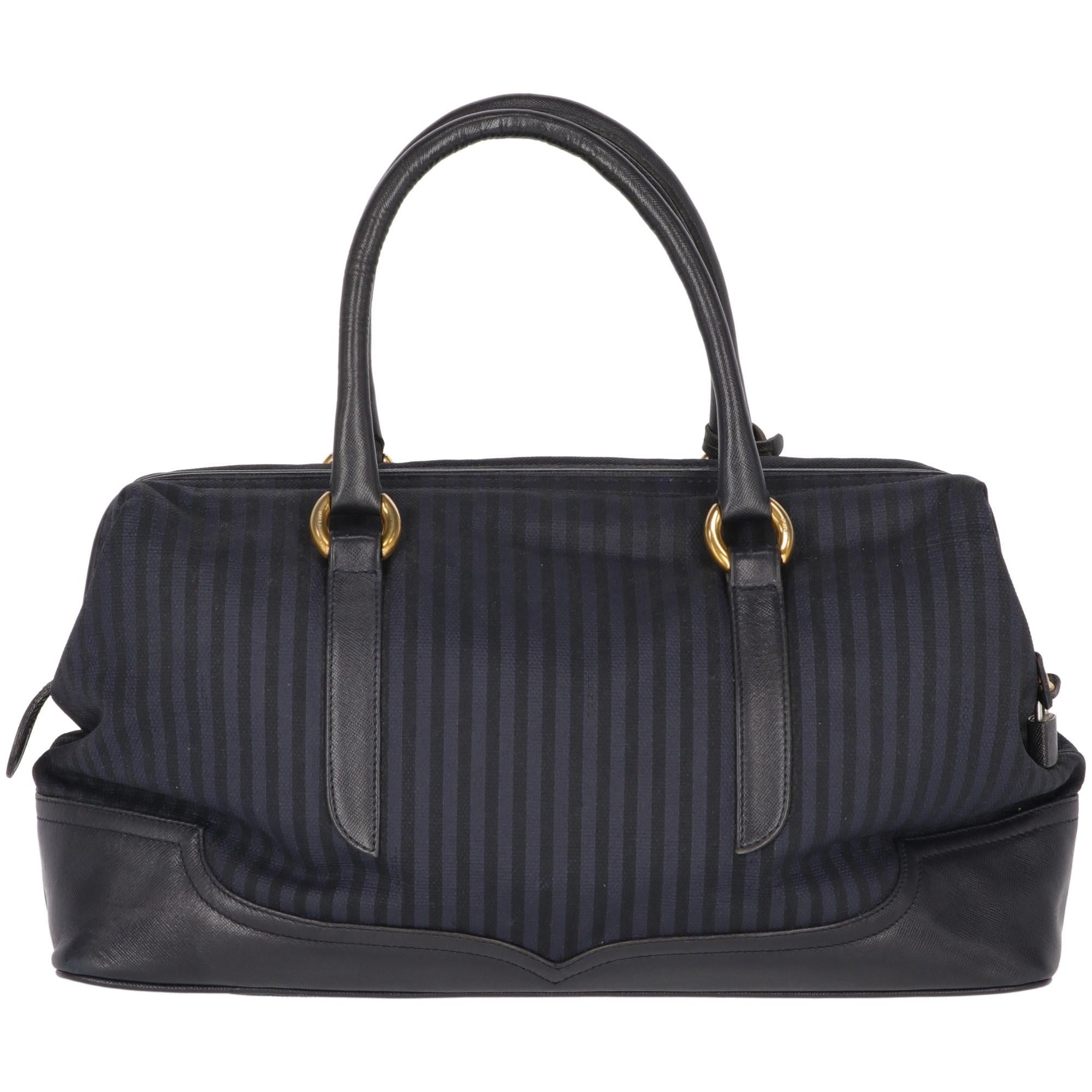 Black 1970s Fendi Blue Handbag