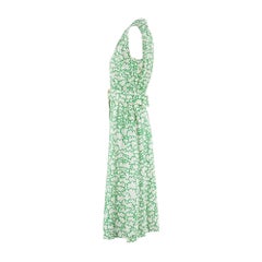 Baumwollkleid im Blusenschnitt von Fenno Sport aus den 1970er Jahren in Grün und Weiß