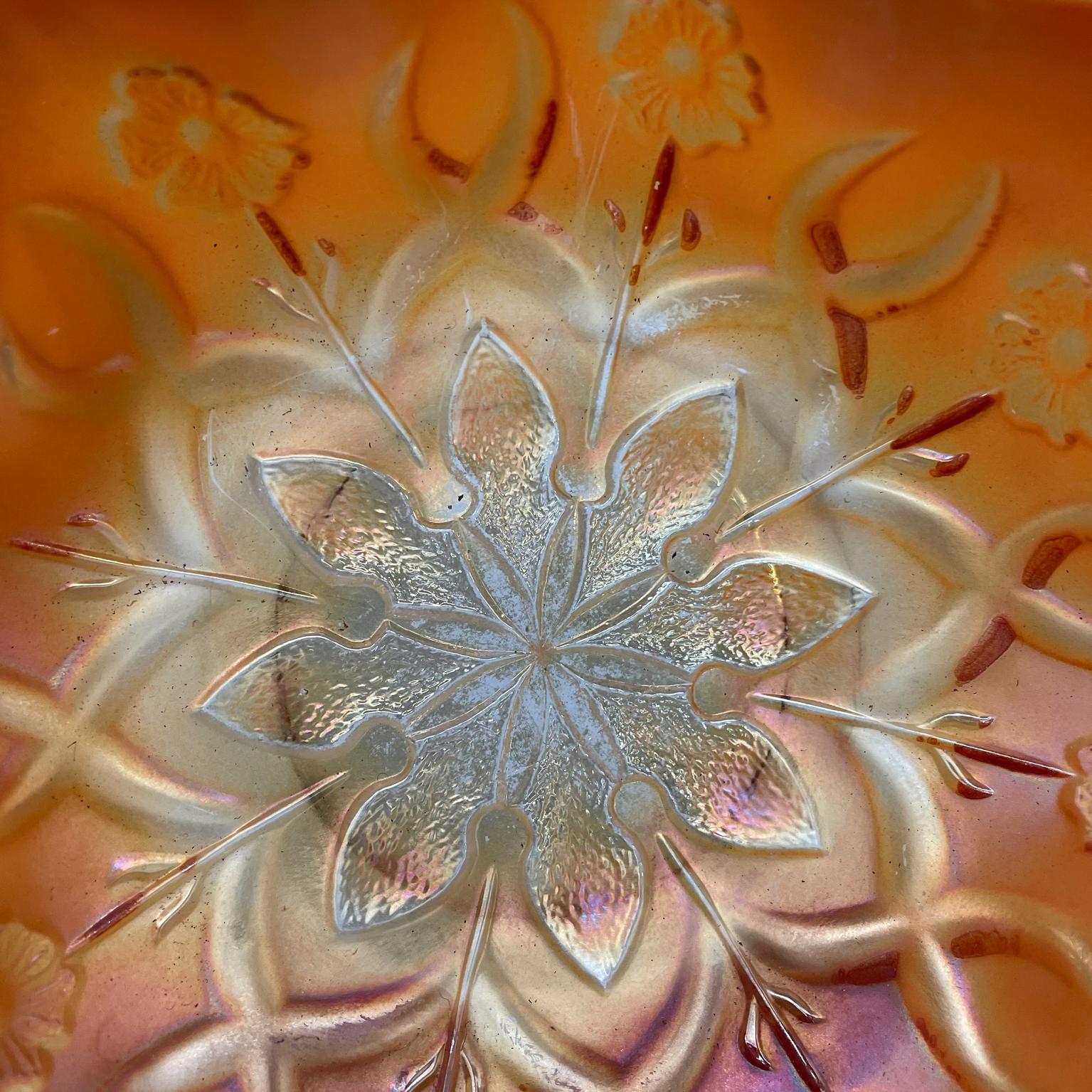 orange carnival glass candy dish