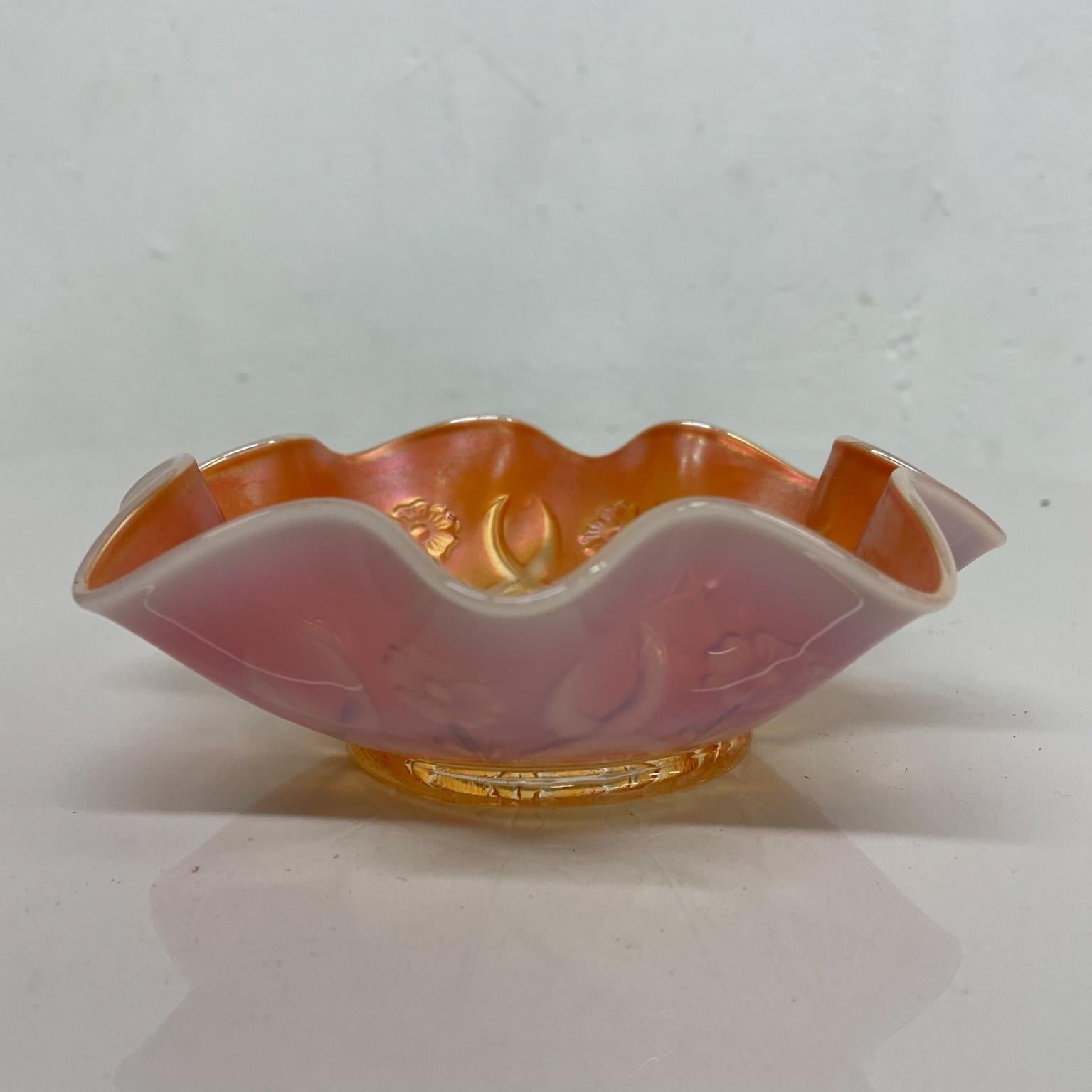 Late 20th Century 1970s Fenton Marigold Glass Art Dish Ruffled Candy Compote Server W Va