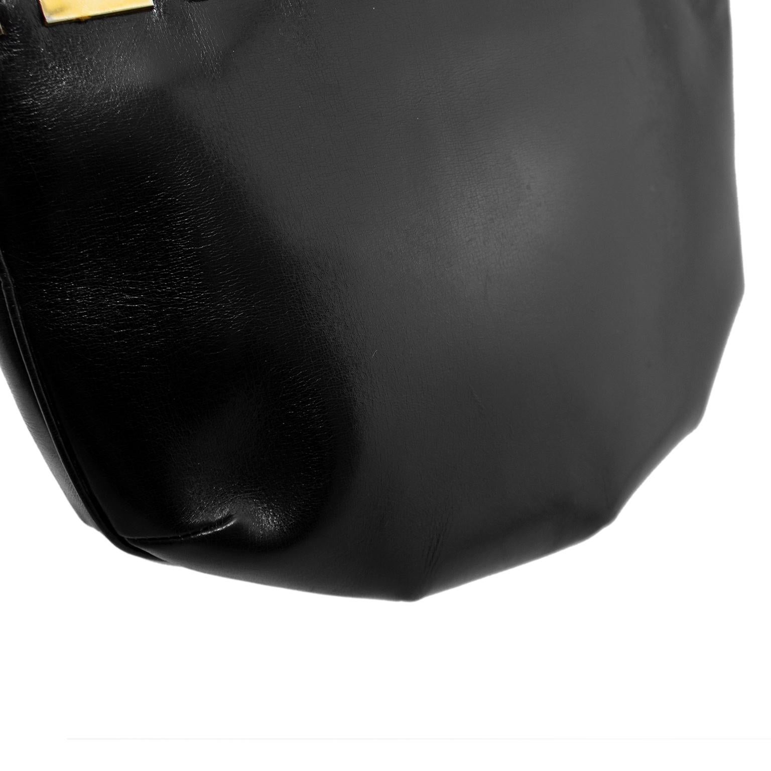 1970s Ferragamo Black Leather and Agate Geode Shoulder Bag  2