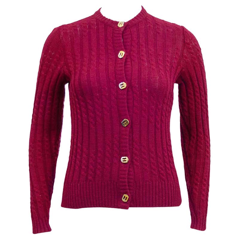 1950's Red Knit Cardigan with French Knot Details For Sale at 1stDibs ...
