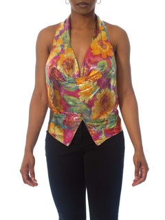 1970S Ferrara Whiting Davis Rainbow Metal Mesh & Chain Disco  Top1970S Ferrara W