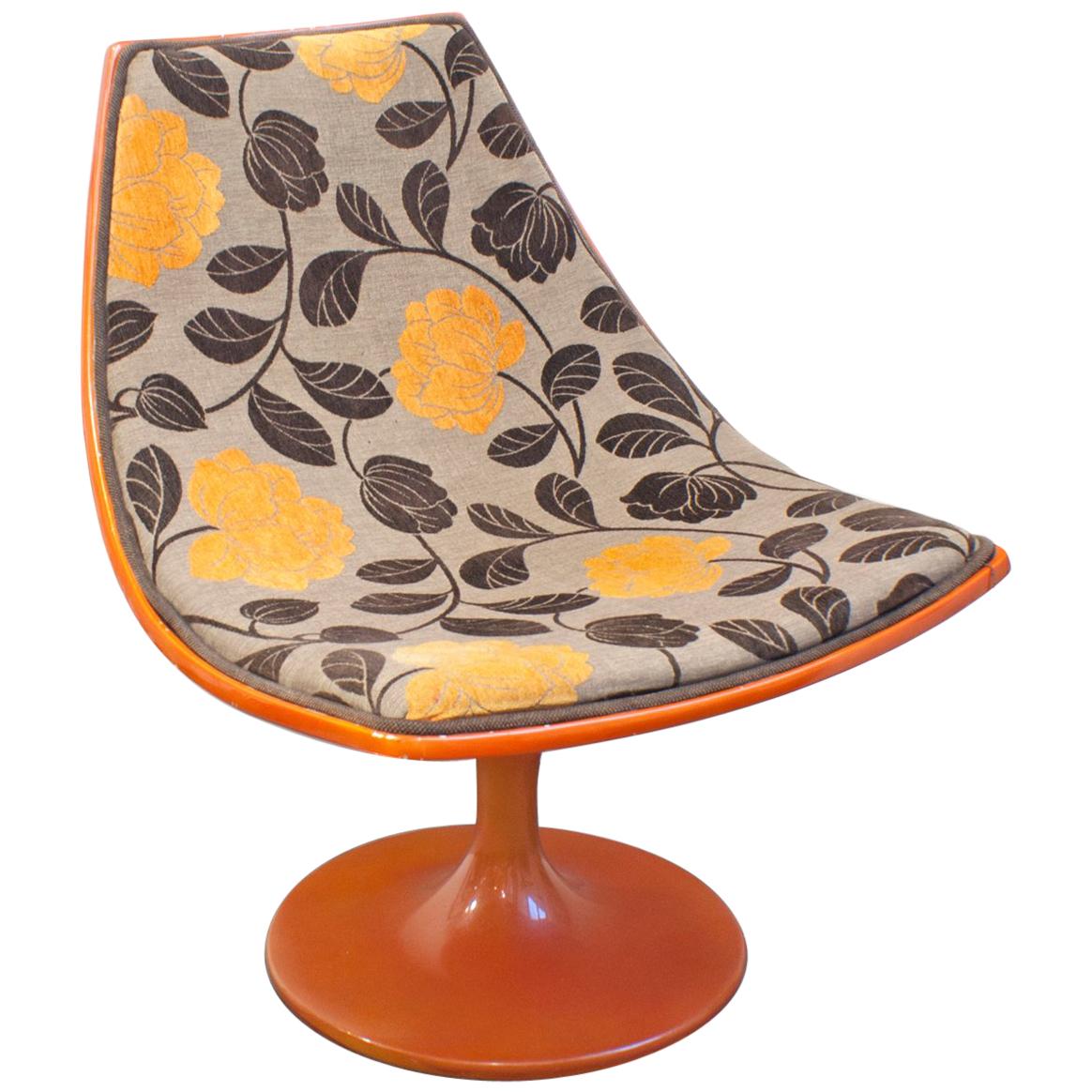 1970s Fiberglass Orange Tulip Lounge Chair For Sale