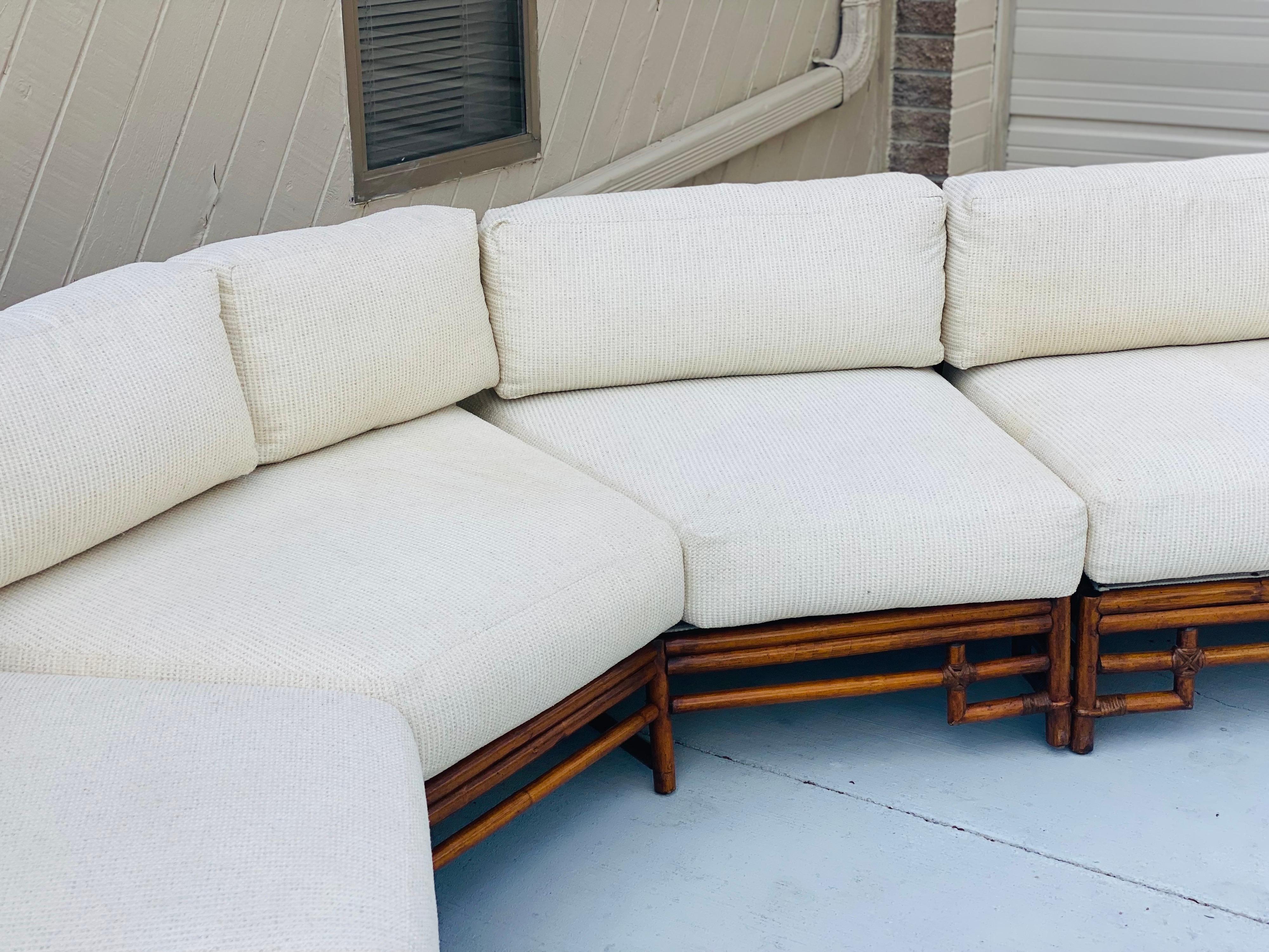 Late 20th Century 1970s Ficks Reed Chinoiserie Sectional Bamboo Four Piece Sectional