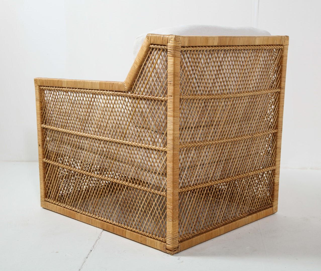 Mid-Century Modern 1970s Ficks Reed Woven Wicker Lounge Chair