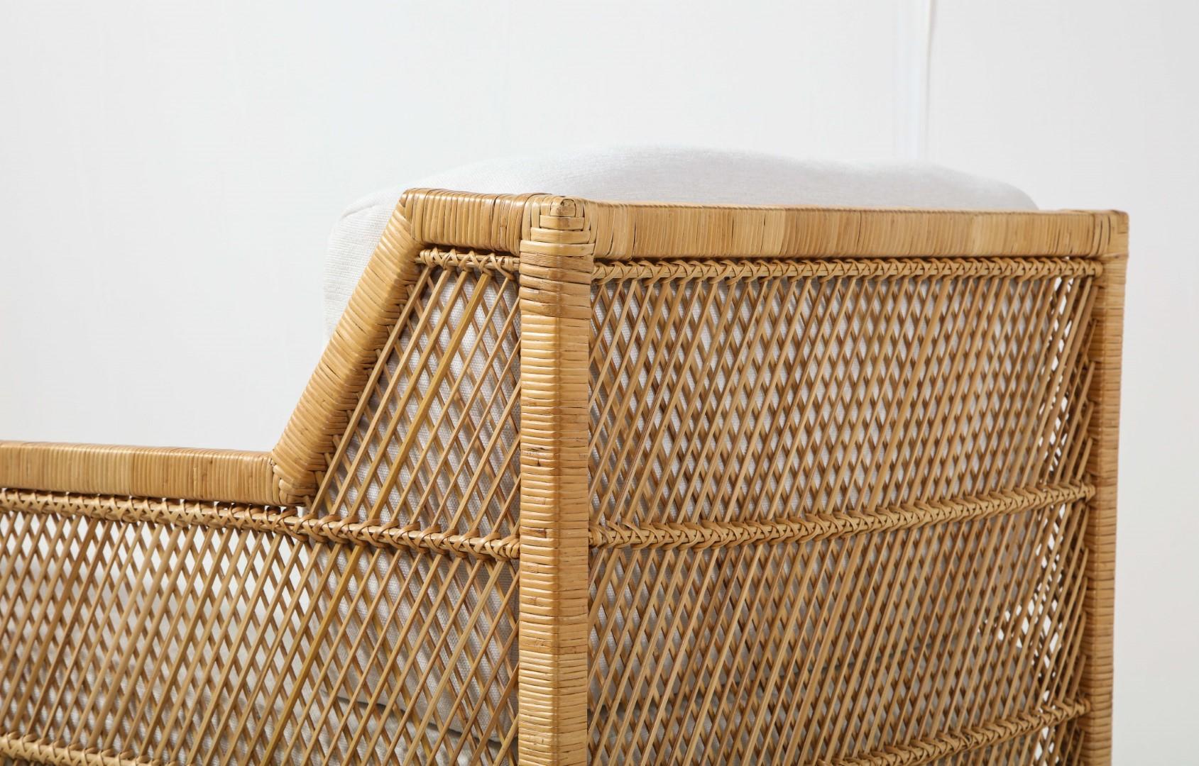1970s Ficks Reed Woven Wicker Lounge Chair In Good Condition In Chicago, IL