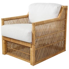 1970s Ficks Reed Woven Wicker Lounge Chair