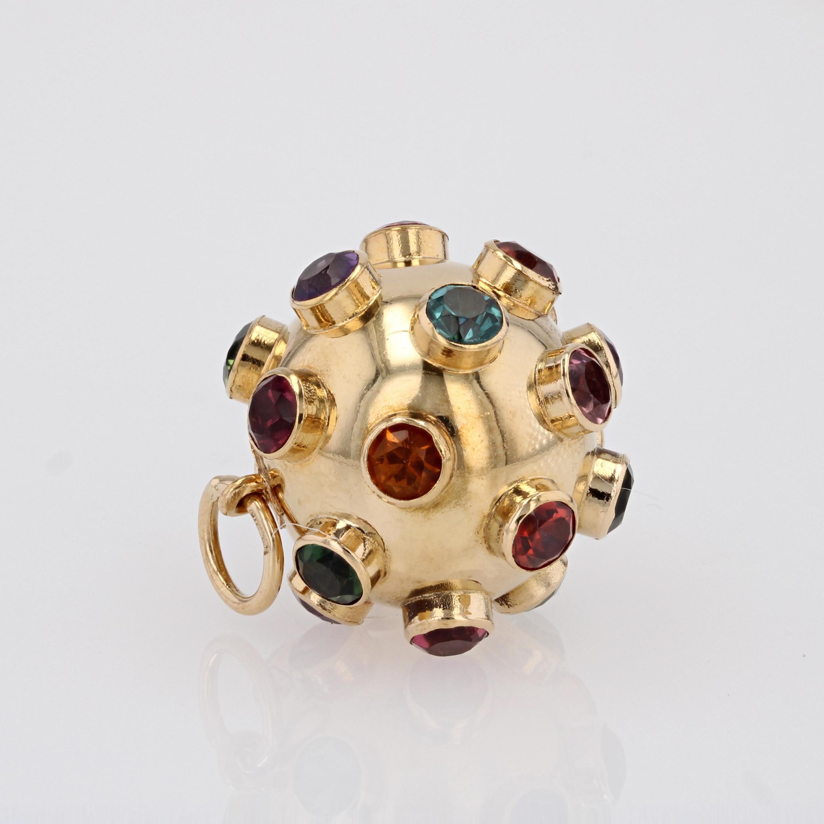 Retro 1970s Fine Stones 18 Karat Yellow Gold Spoutnik Shape Pendant