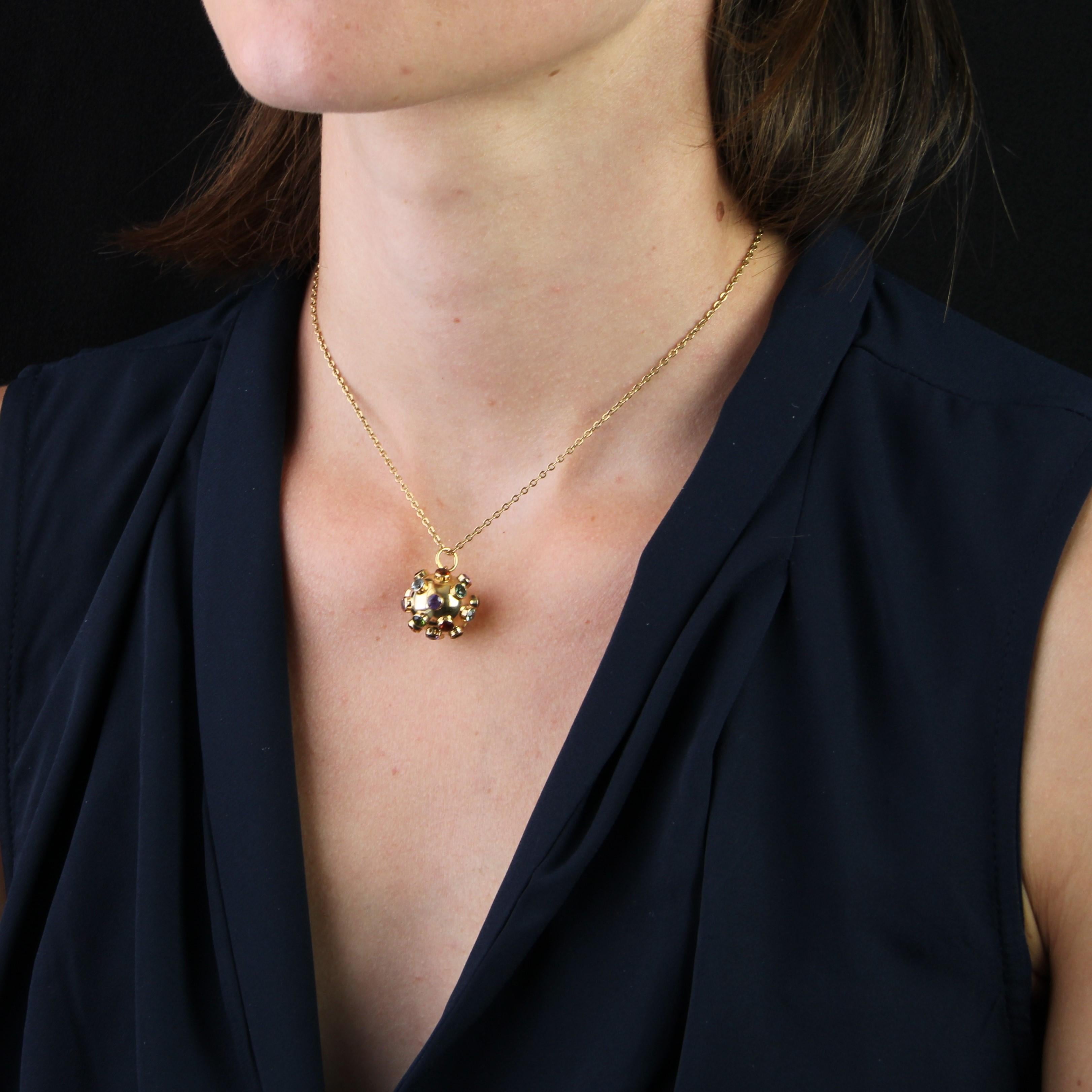 Women's 1970s Fine Stones 18 Karat Yellow Gold Spoutnik Shape Pendant