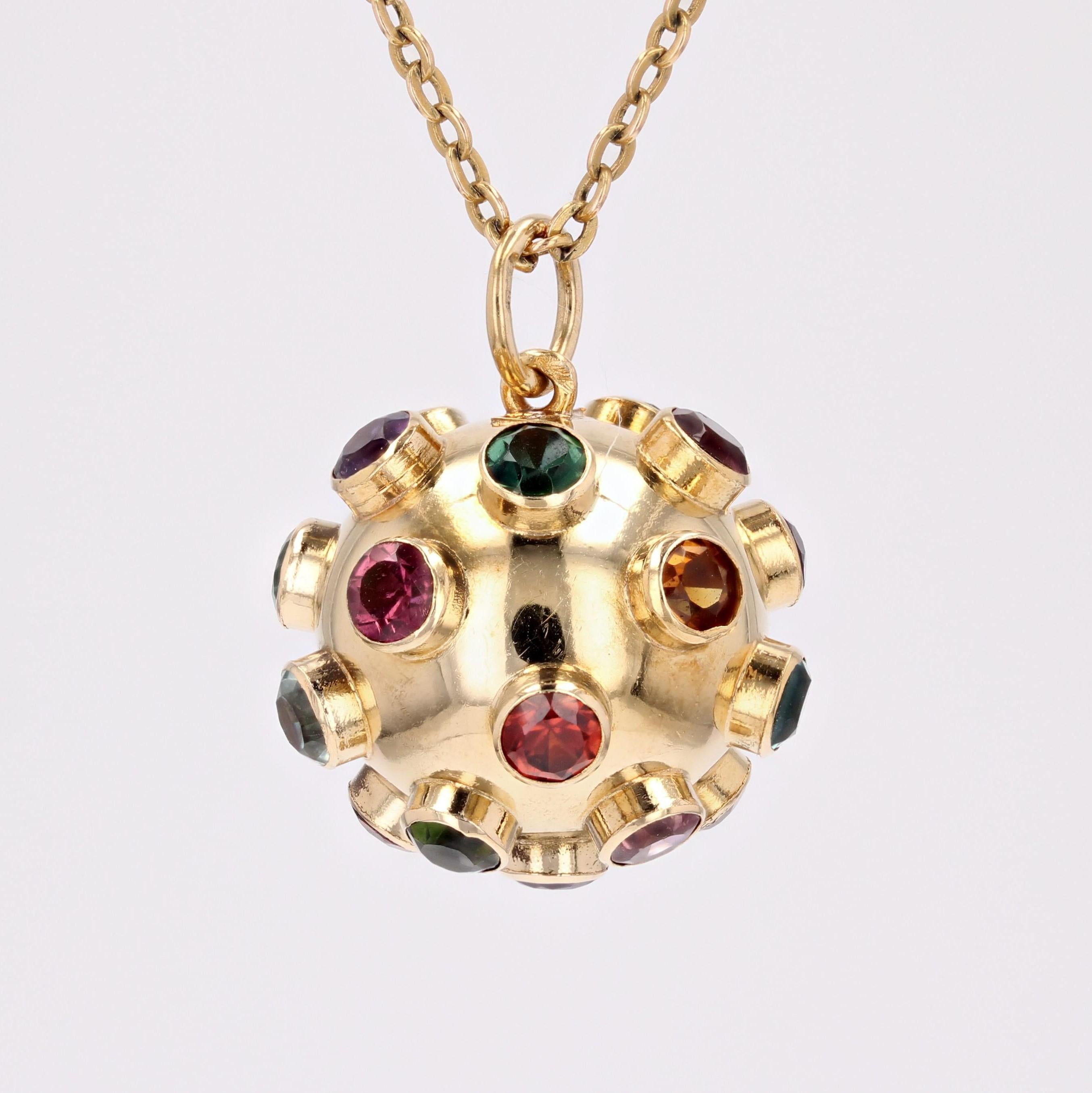 1970s Fine Stones 18 Karat Yellow Gold Spoutnik Shape Pendant 3