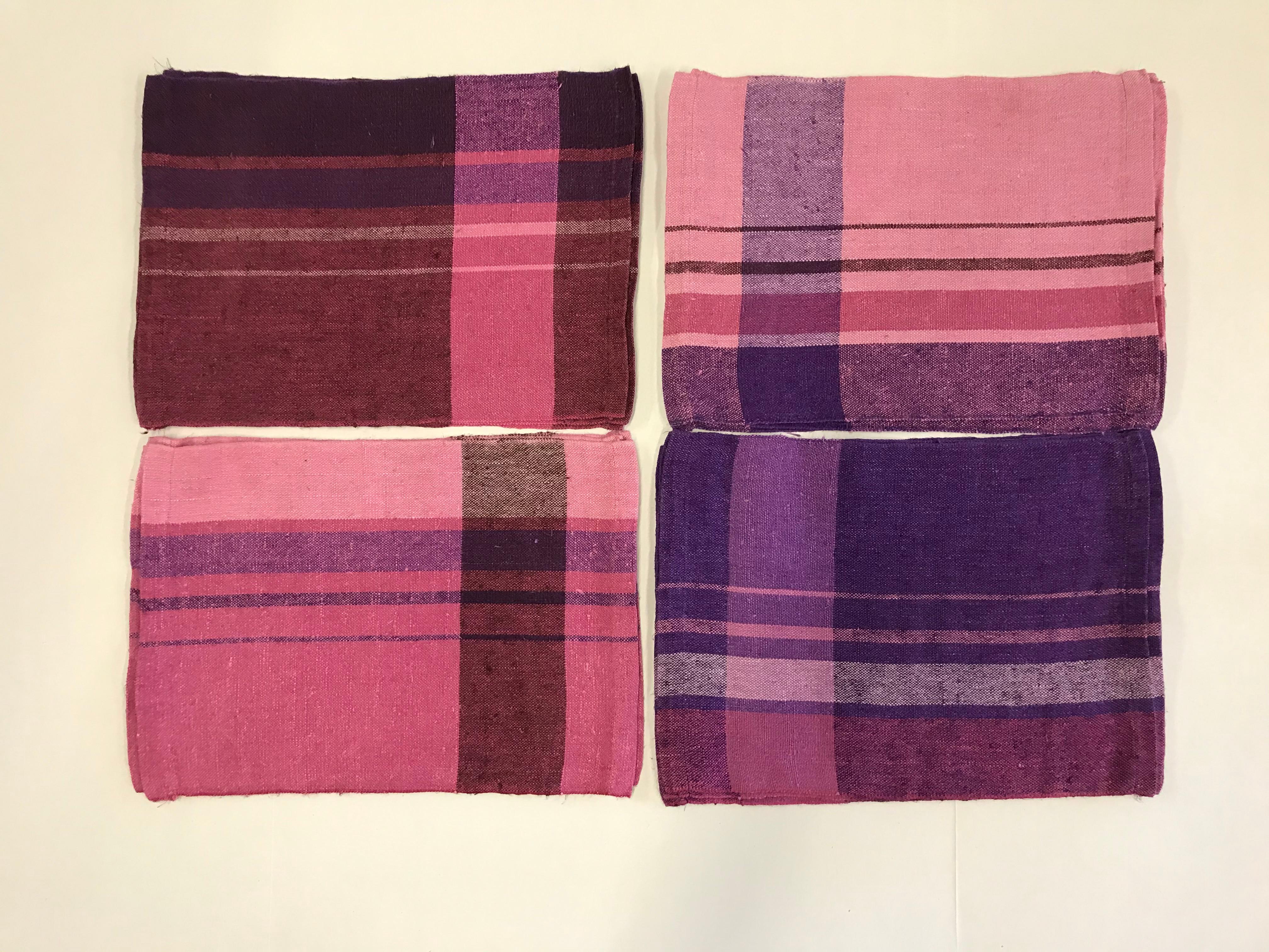 Here, 12 woven linen place mats made in Finland. Four of each color combinations. Chromatics was designed by Gerald Gullota in 1970. It was a line of dinnerware, flatware and accessories for the European company Block China and dinnerware. These