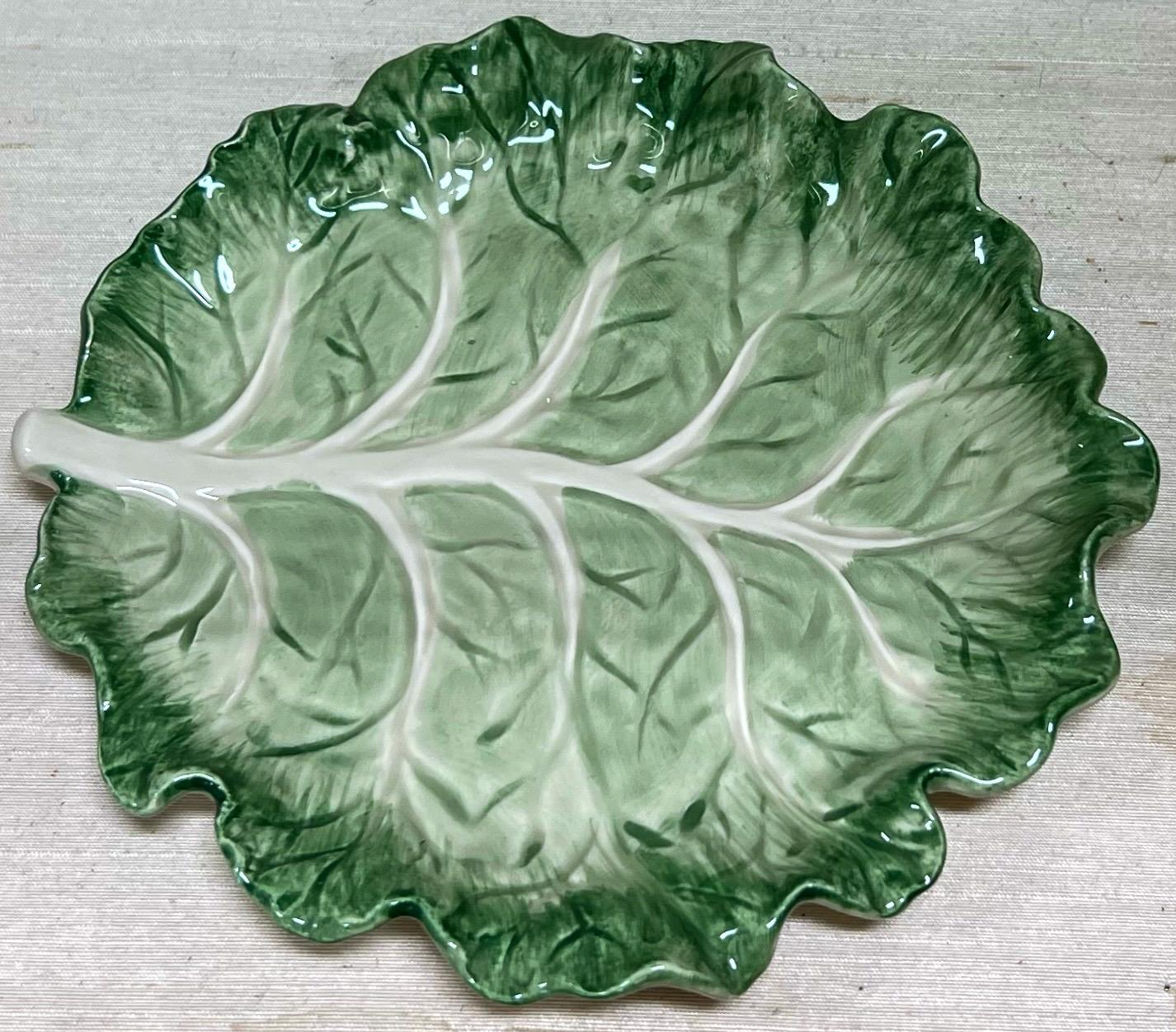 Victorian 1970s Fitz & Floyd Ironstone Lettuce / Cabbage Leaf Plates, S/12