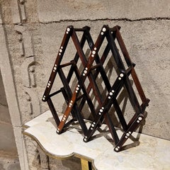 1970s Five Bottle Wood Wine Rack Collapsible Rosewood Abalone Shell