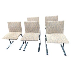 Retro 1970s Five Giovanni Offredi for Saporiti Dining Chairs with J L Larsen Fabric