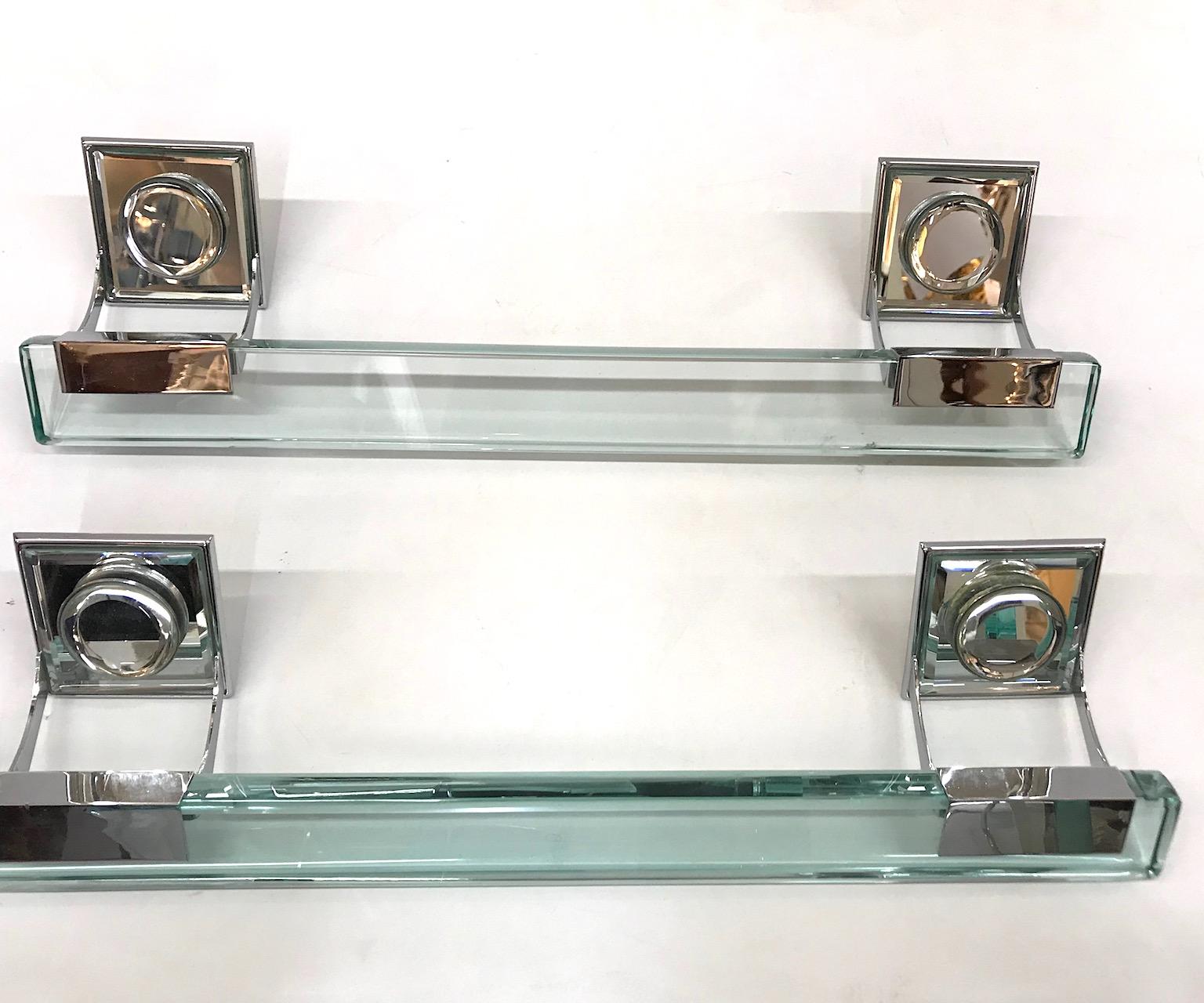 Glass 1970s Five Piece Clear and Chrome Bath Set Attributed to Fontana Arte