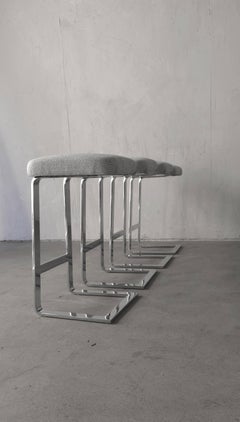 Tabourets de comptoir en inox chromé plat des années 1970