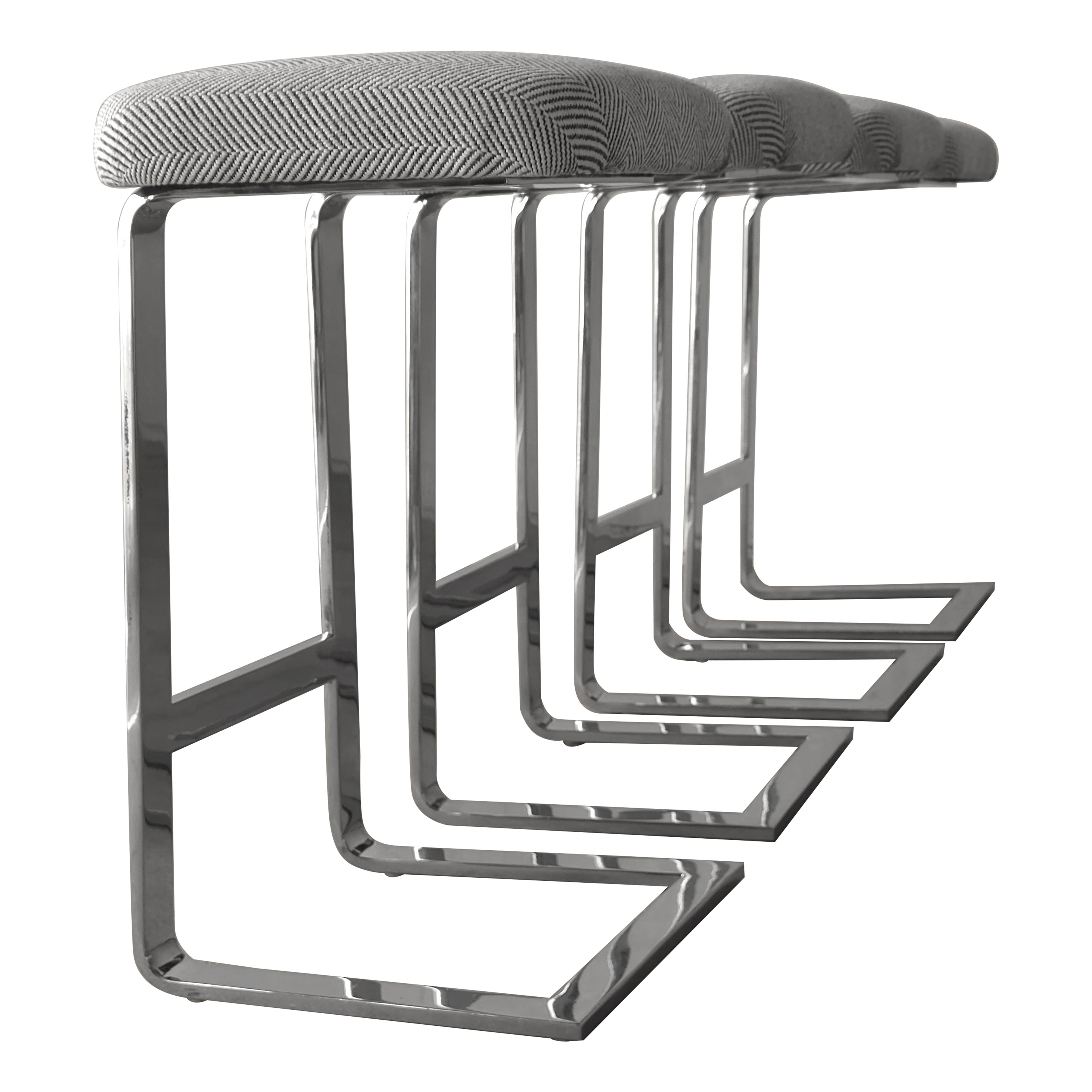 1970
s Flat Chrome Stainless Cantilever Counter Stools For Sale