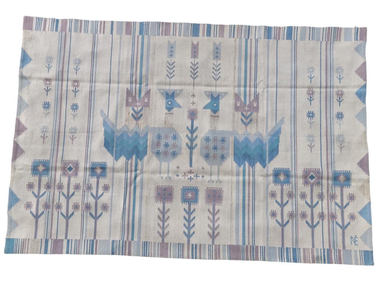 Fin du 20e siècle Tapis Kilim à tissage plat des années 1970 par Eva Nemeth  163 x 240  en vente
