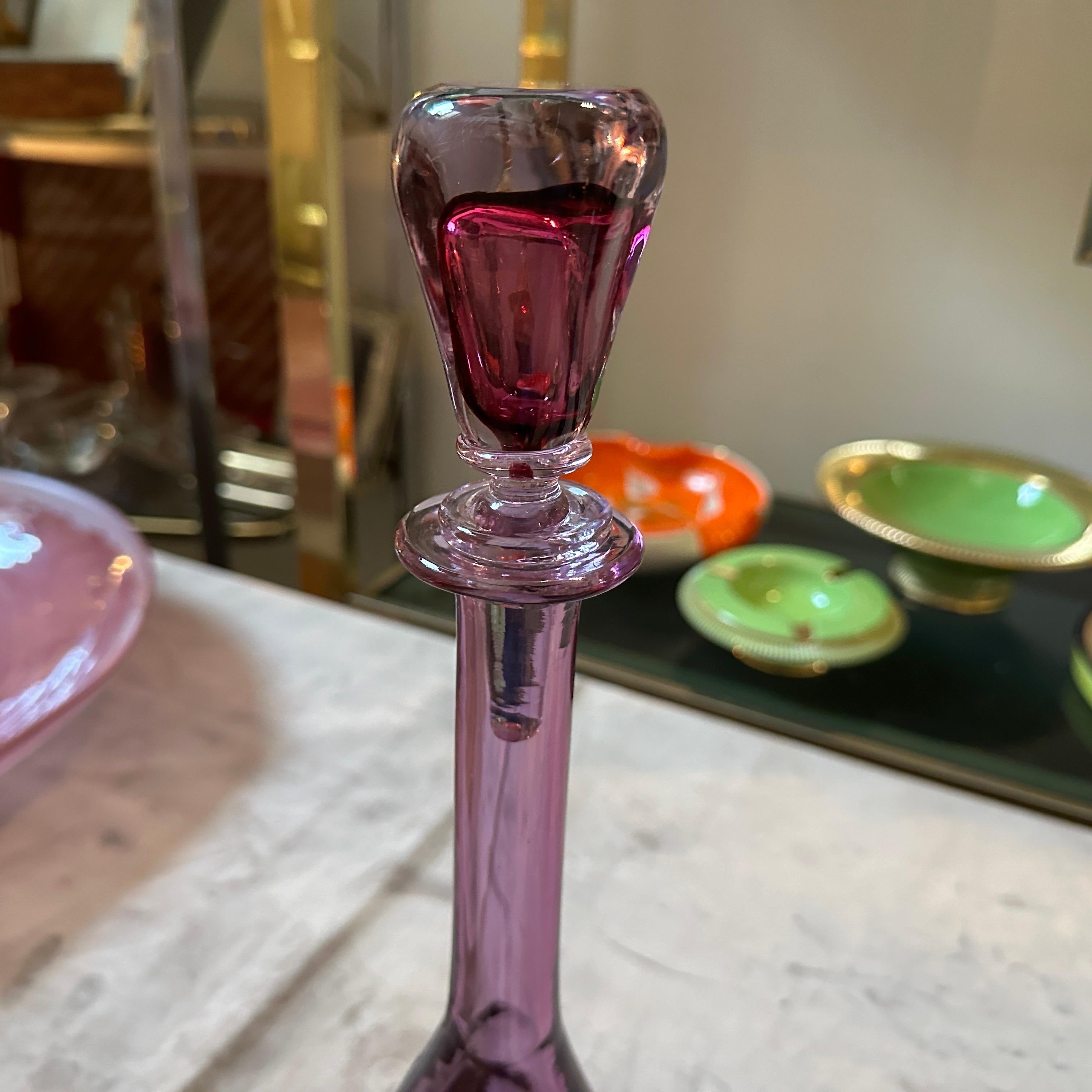 Bottiglia in vetro di Murano Glass Sommerso rosa moderno degli anni '70 di Flavio Poli per Seguso in vendita 4
