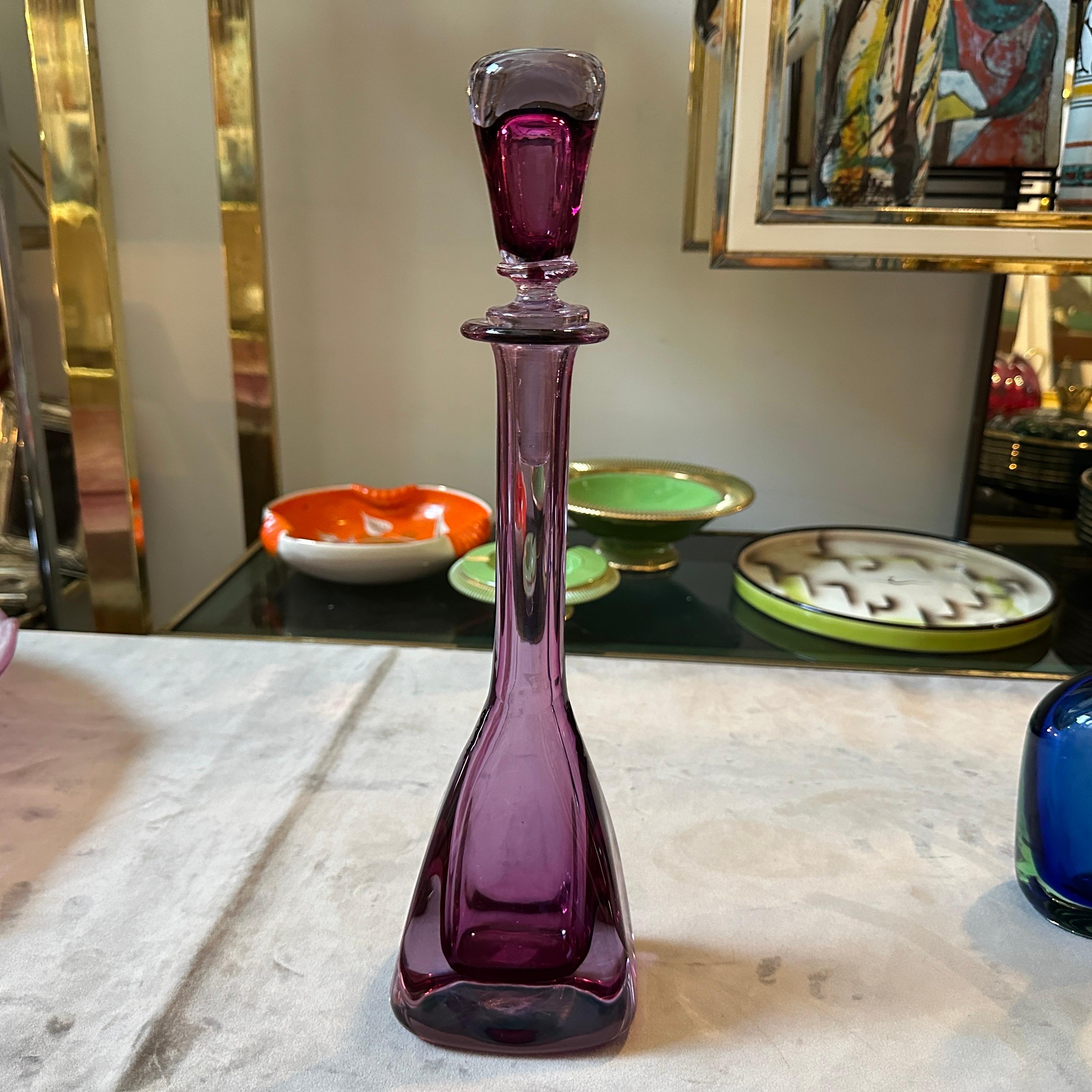 Moderno Bottiglia in vetro di Murano Glass Sommerso rosa moderno degli anni '70 di Flavio Poli per Seguso in vendita